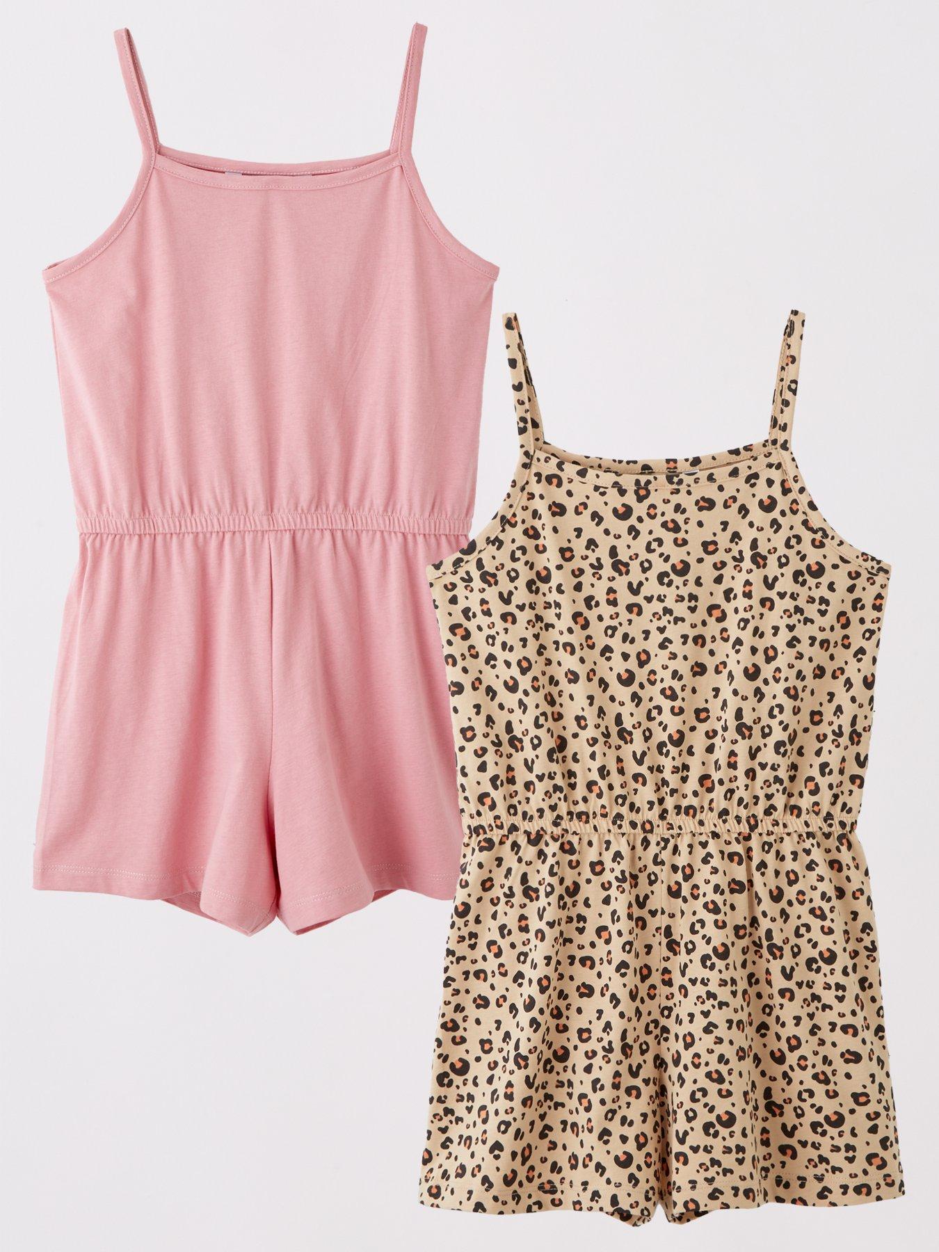 undefined Girls Animal Print 2 Pack Playsuit - Multi