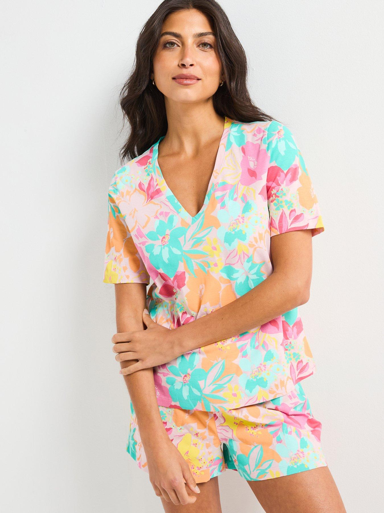 undefined Floral V Neck And Short Pj Set