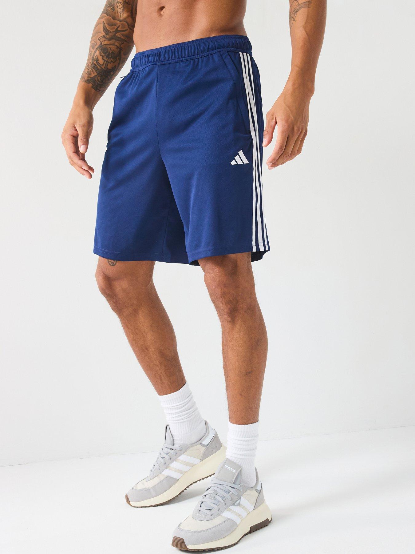 undefined Train Essentials Pique 3-Stripes Training Shorts - Blue