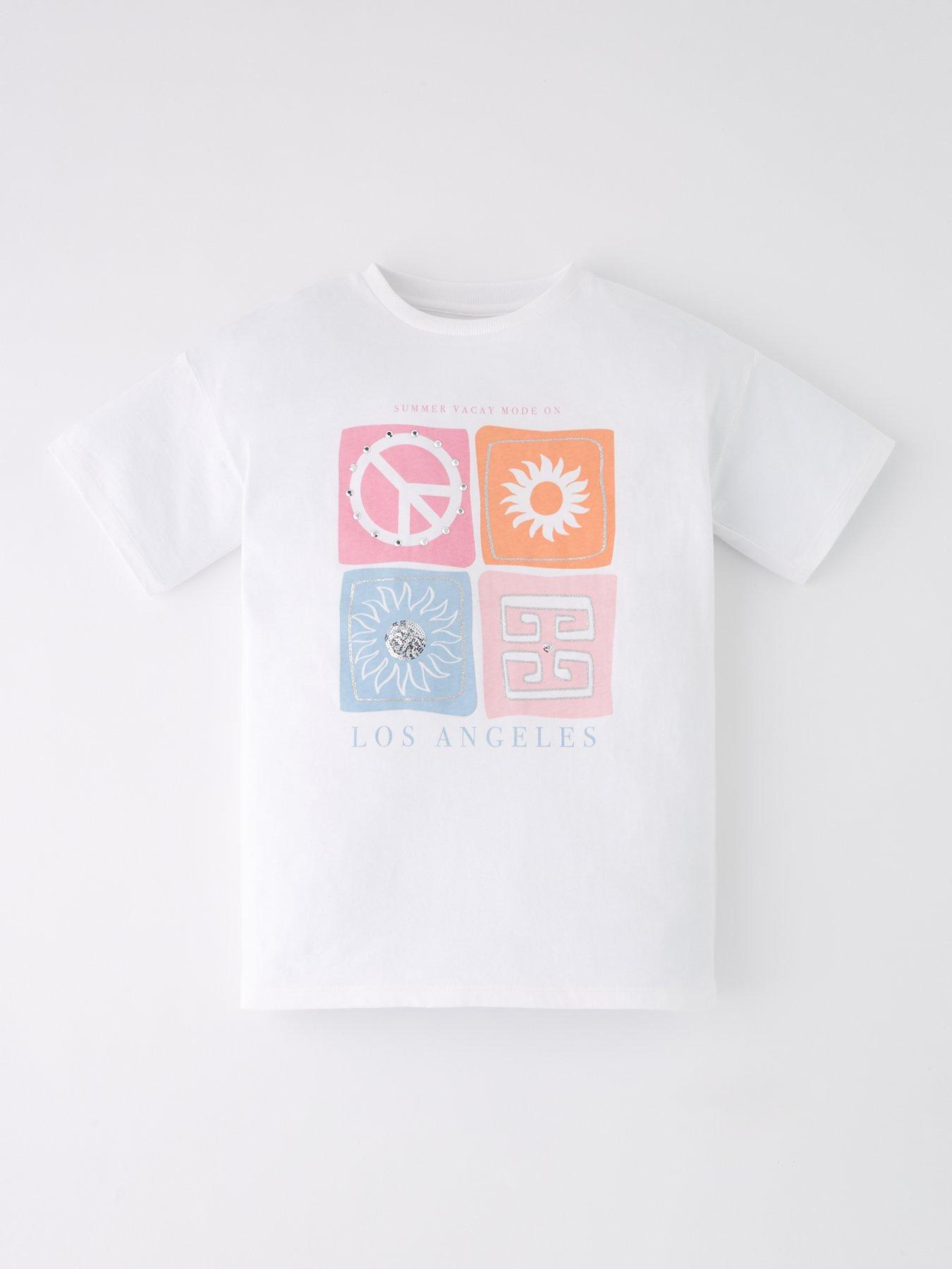undefined Girls LA Graphic Print T-Shirt - White