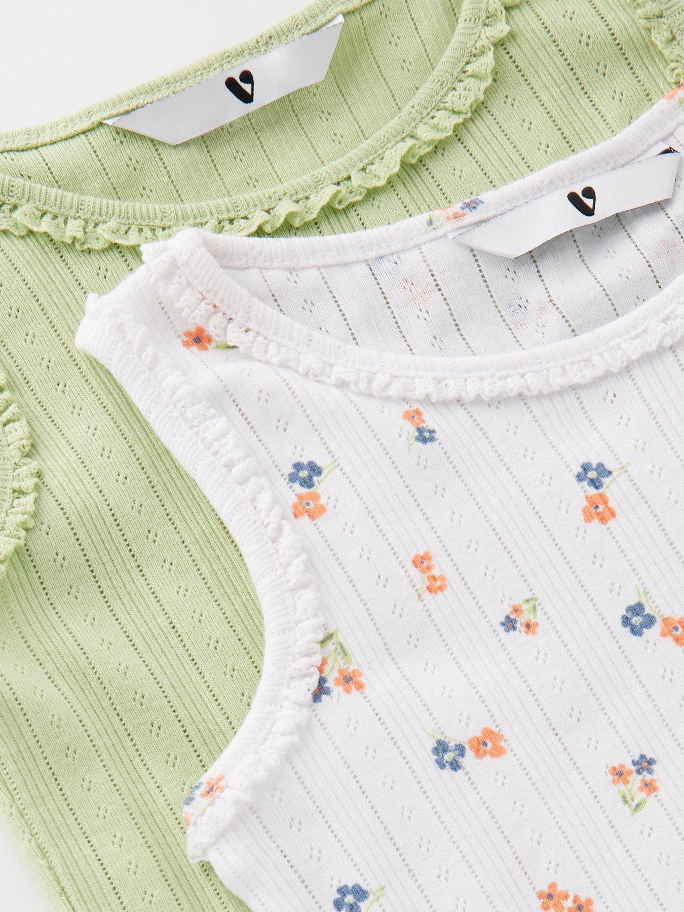Image 4 of 5 of V by Very Girls 2 Pack Pointelle Vests - Multi