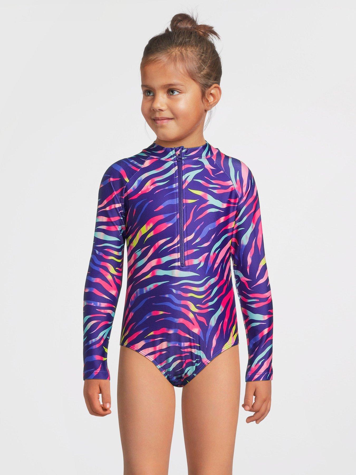 undefined Girls Animal Print Sunsafe Swimsuit - Multi