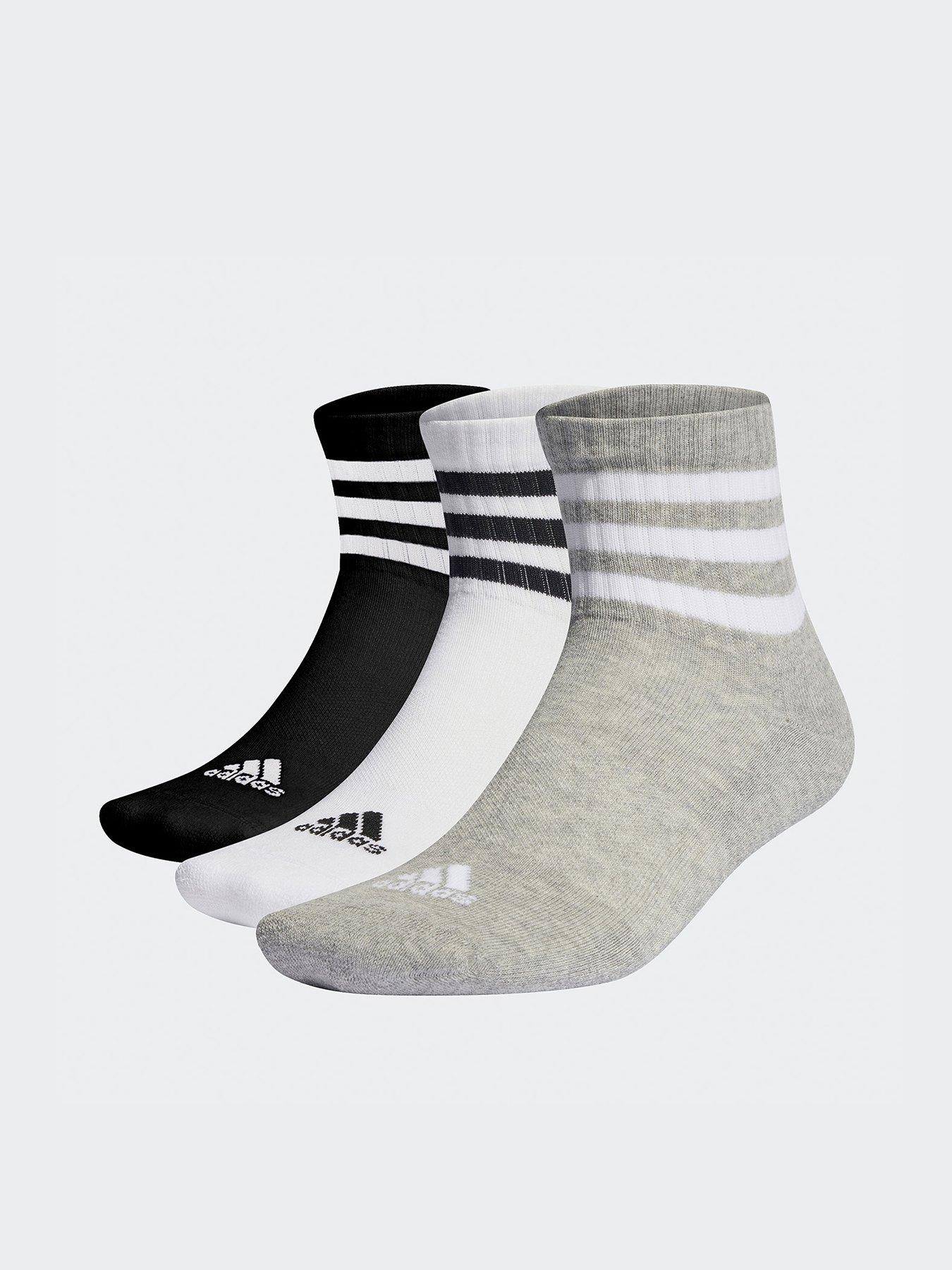 undefined 3-Stripes Cushioned Sportswear Mid-Cut Socks 3 Pairs - Multi