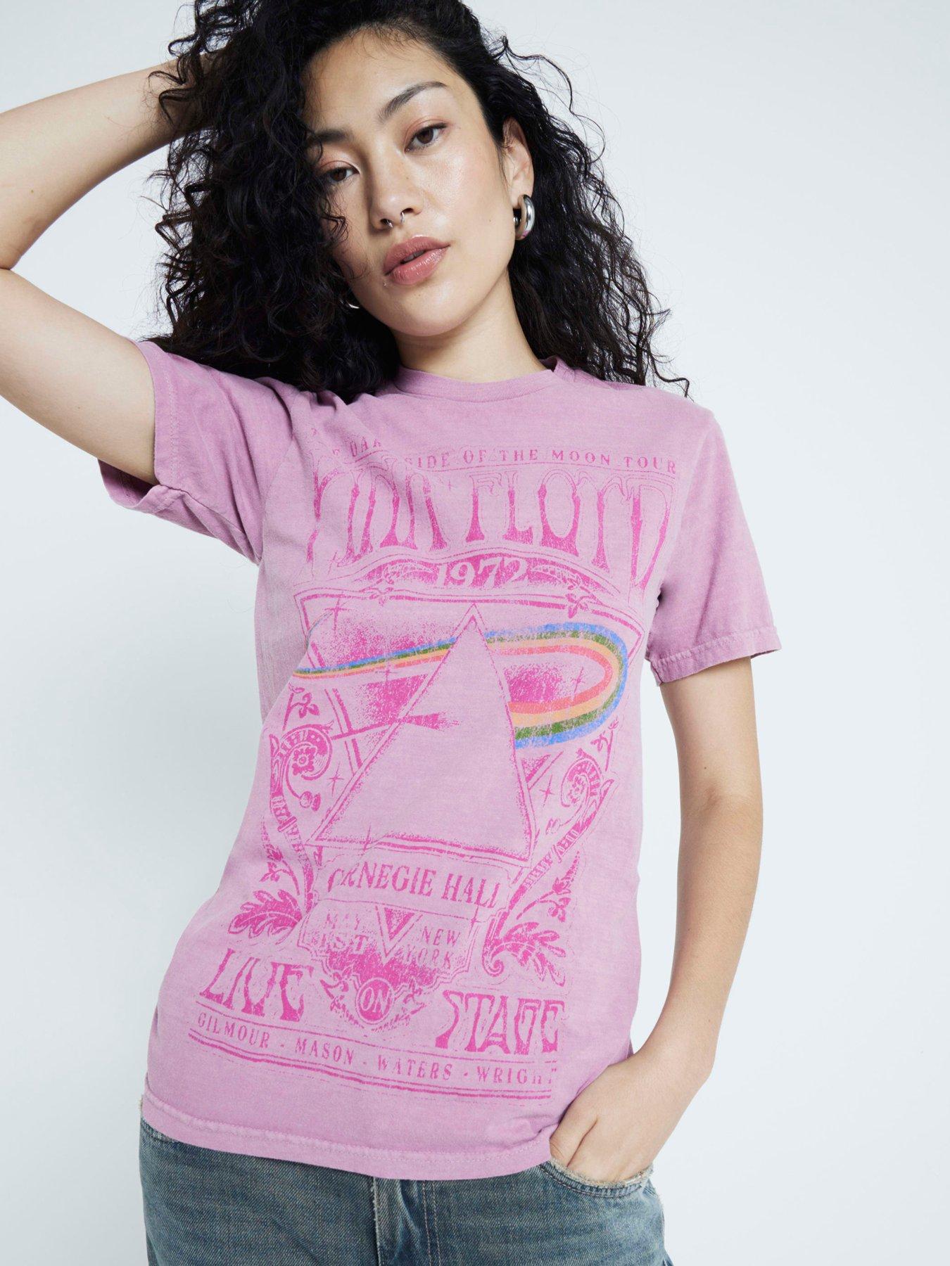 River Island Pink Floyd Boyfriend T Shirt Medium Pink Very