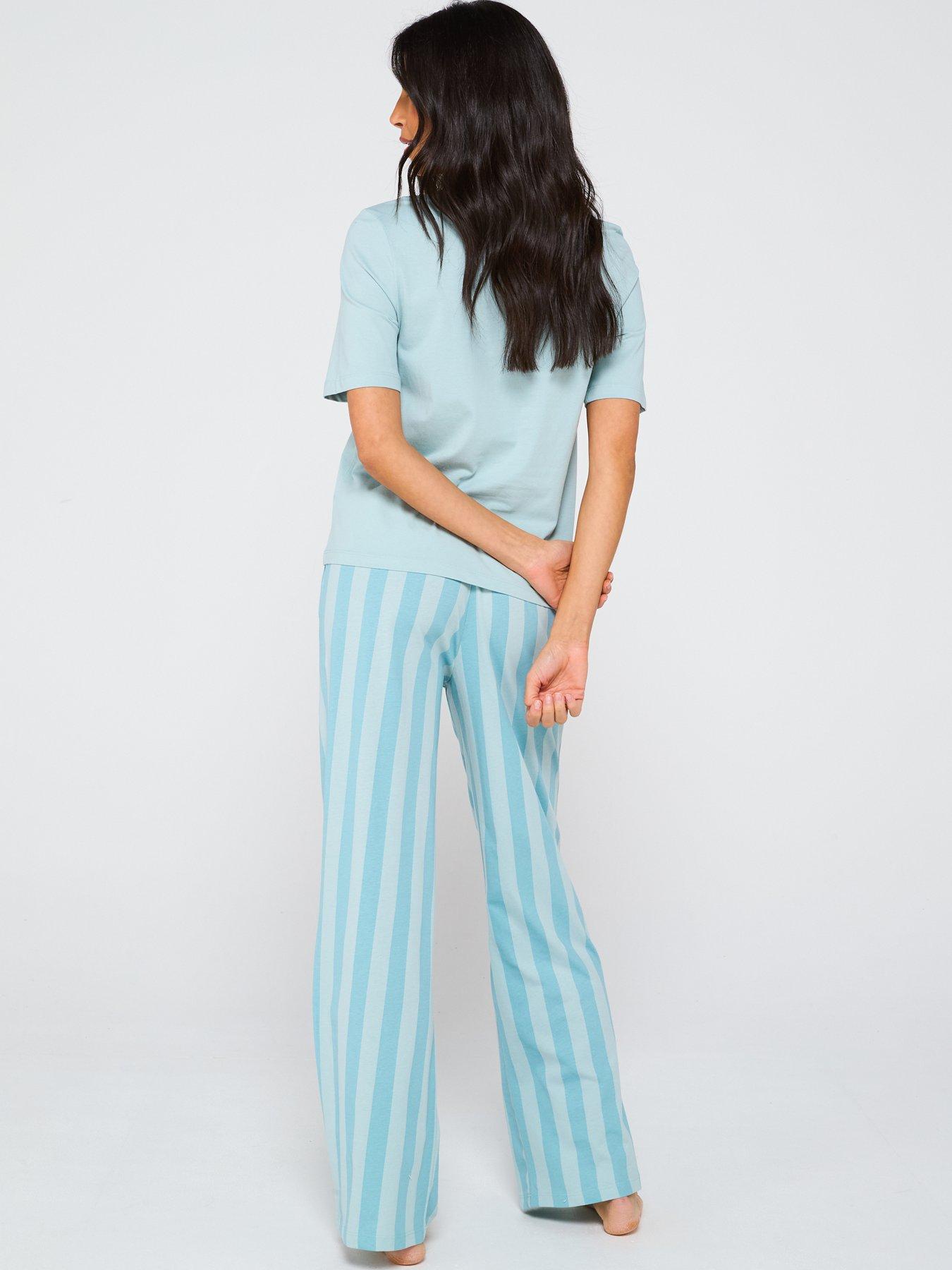 Image 2 of 6 of Everyday Jersey Short Sleeve Shell Print Wide Leg Pj Set