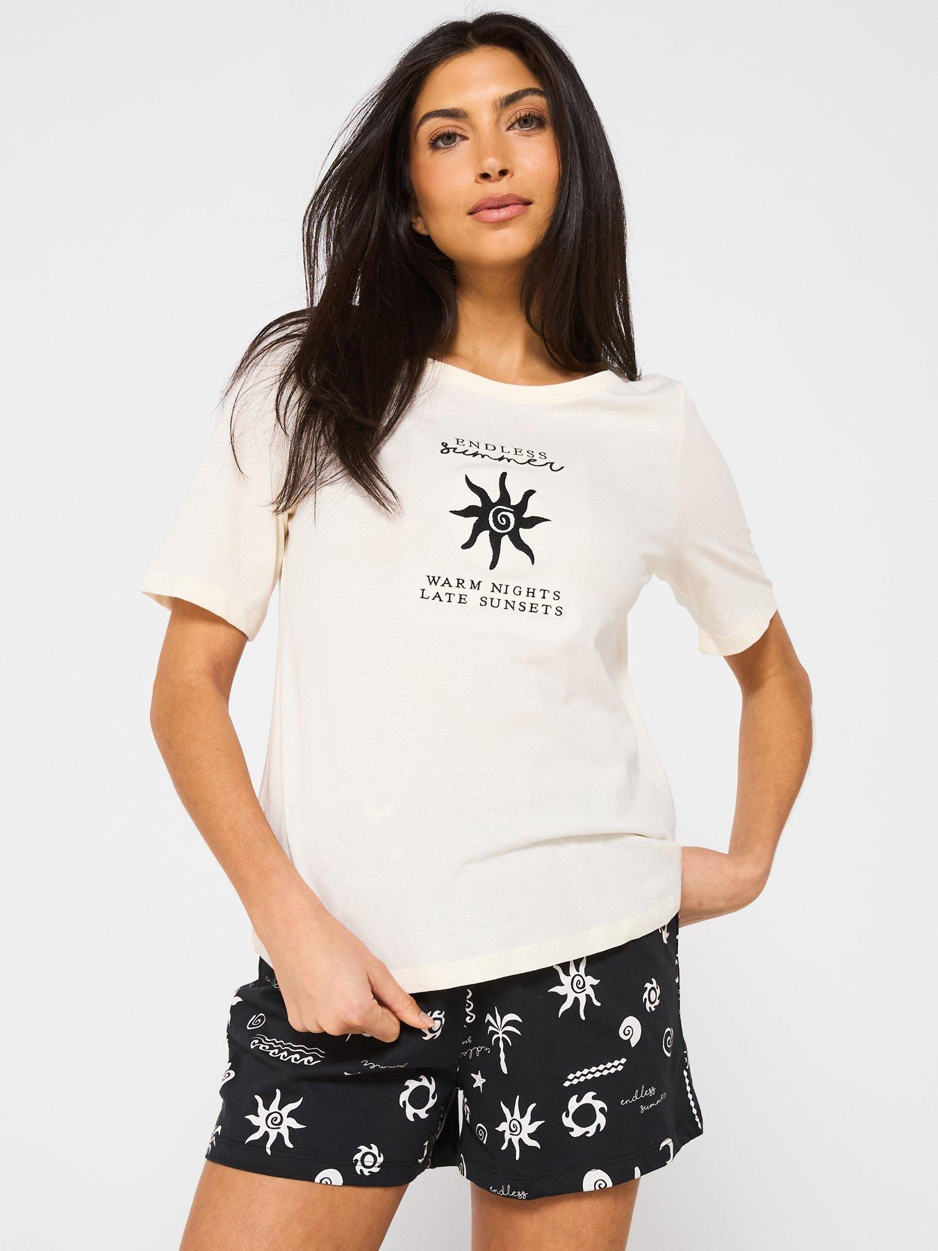 undefined Sun Print Short Pyjama Set - Black/White