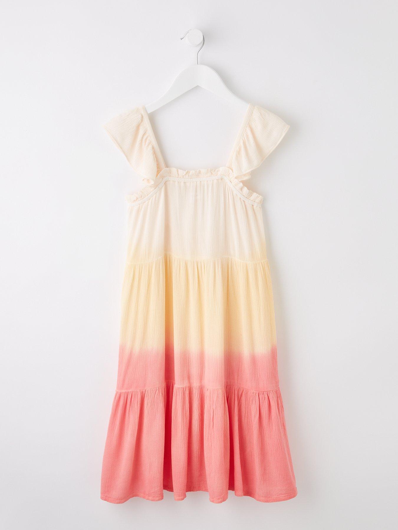 undefined Girls Dip Dye Tiered Dress - Pink