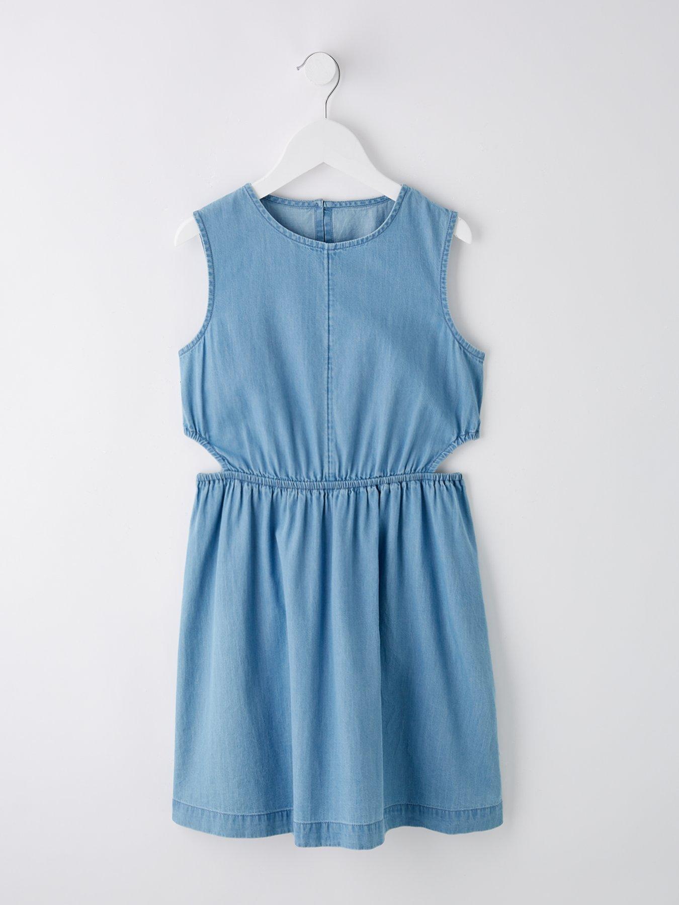 undefined Girls Denim Tie Front Dress