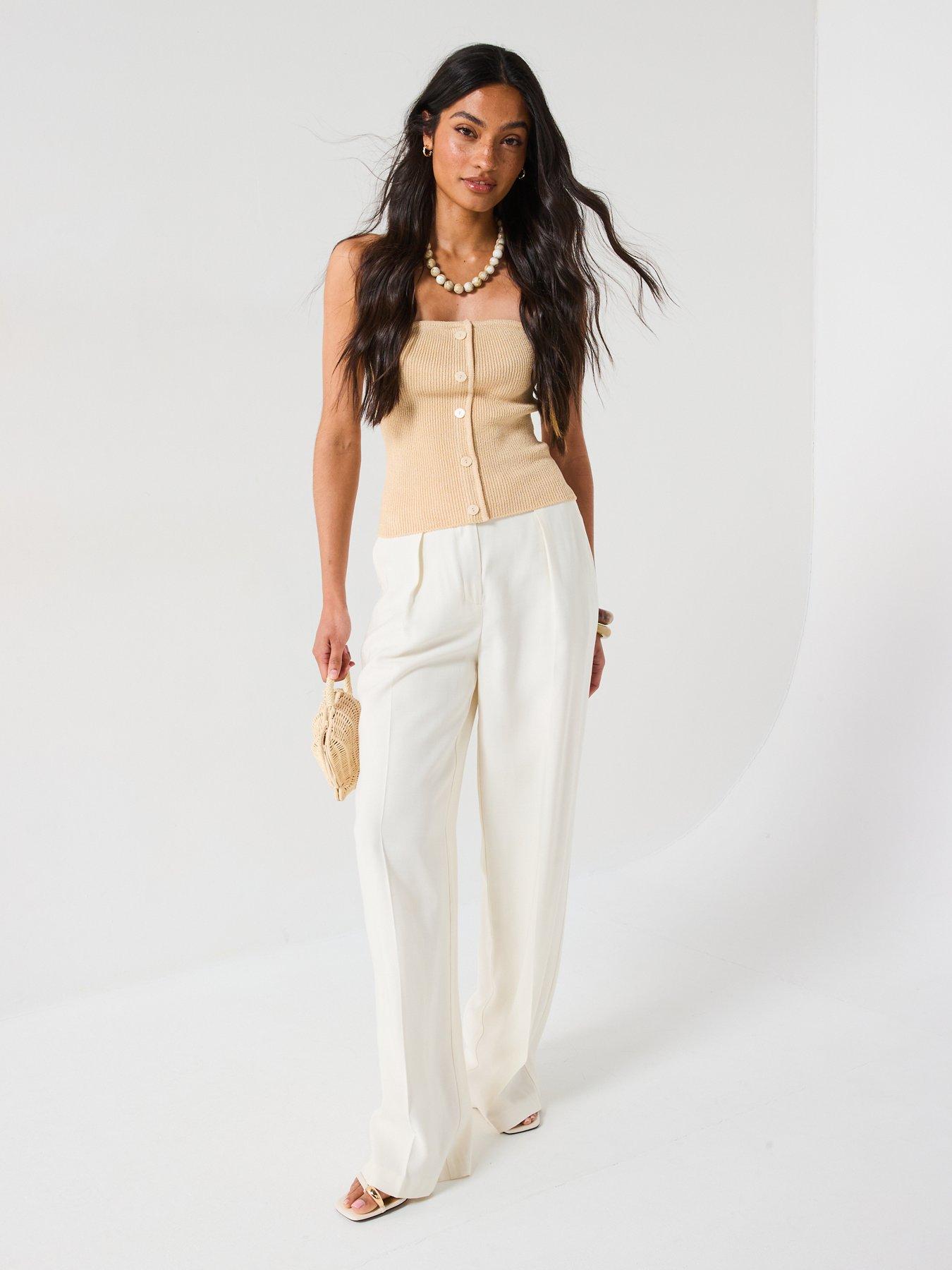 Image 3 of 6 of V by Very Button Through Bandeau Waistcoat - Beige