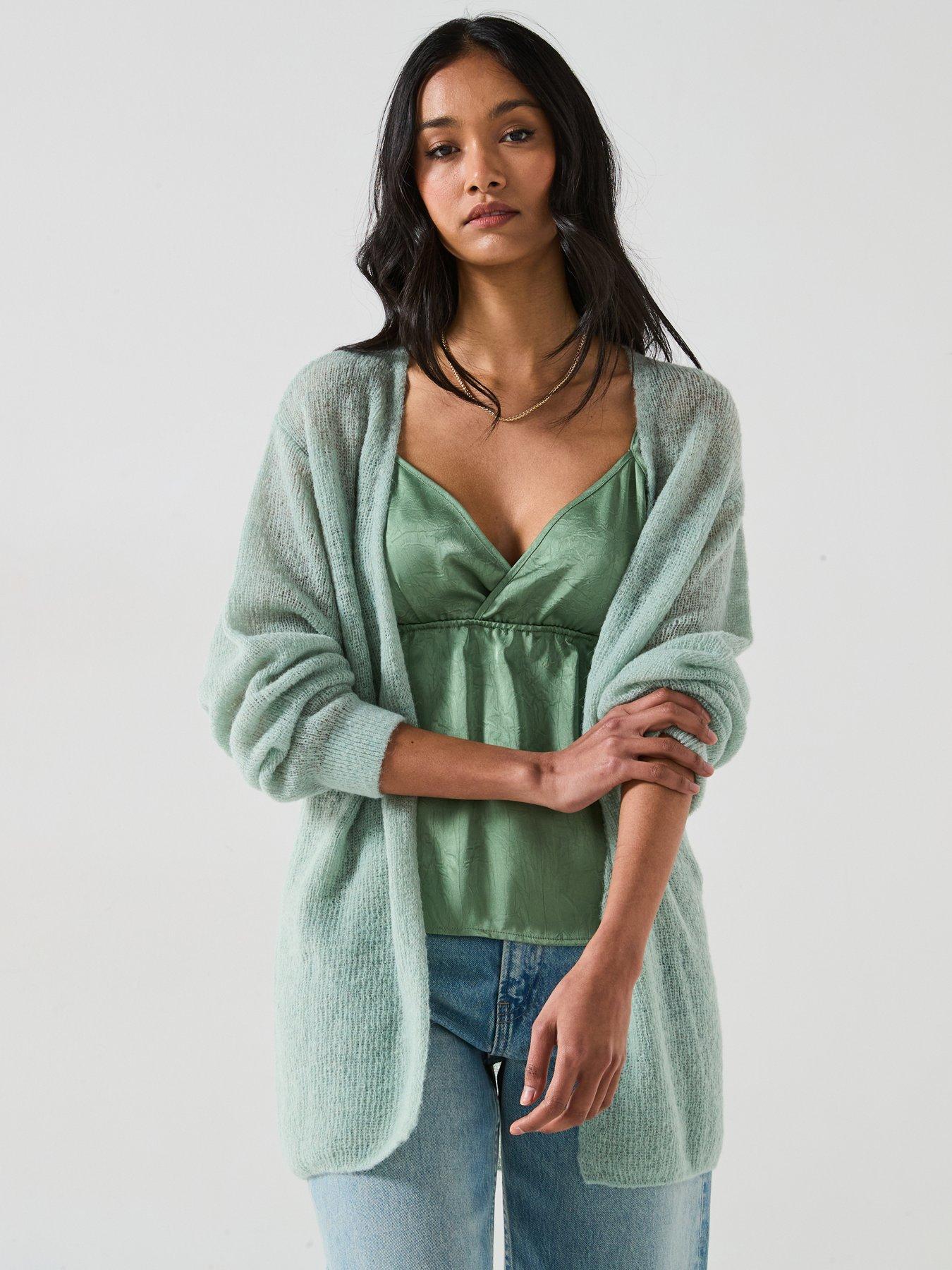 undefined 2 In 1 Short Cami And Cardigan Set - Light Green