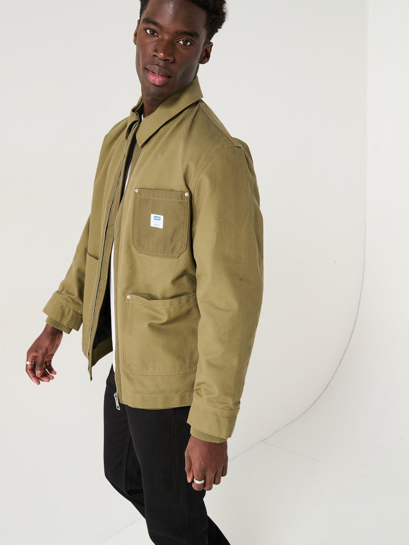 Image 4 of 6 of HUGO Boster2511 Slim Fit Patch Pocket Zip Thru Shacket - Khaki