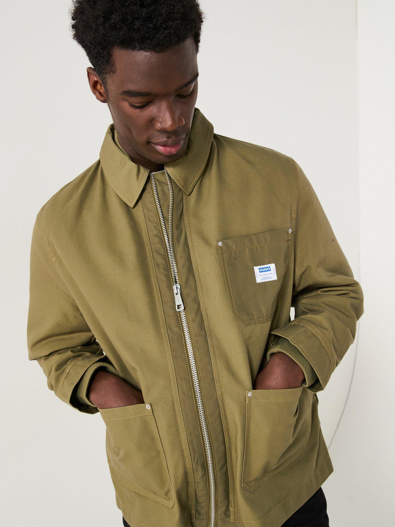Image 5 of 6 of HUGO Boster2511 Slim Fit Patch Pocket Zip Thru Shacket - Khaki