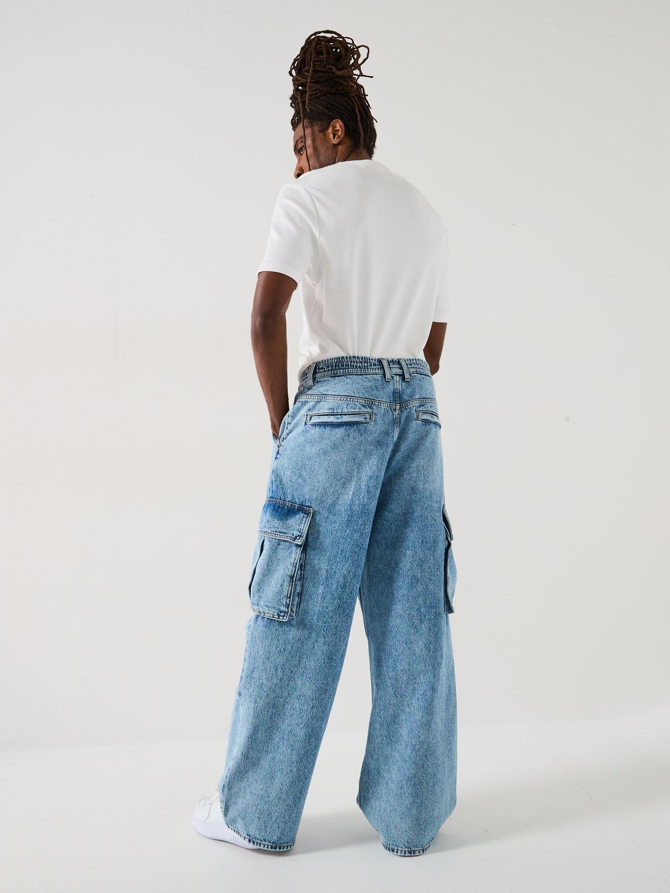 Image 2 of 6 of HUGO Enora Side Pocket Loose Fit Jeans - Blue