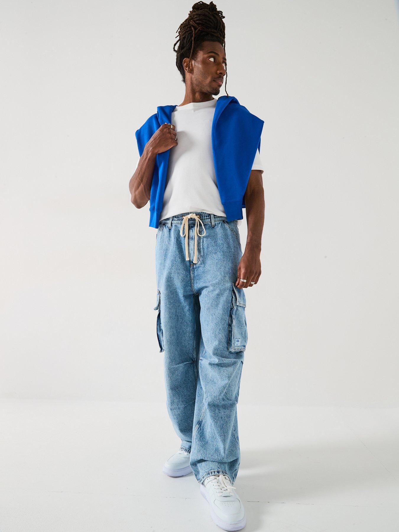 Image 3 of 6 of HUGO Enora Side Pocket Loose Fit Jeans - Blue