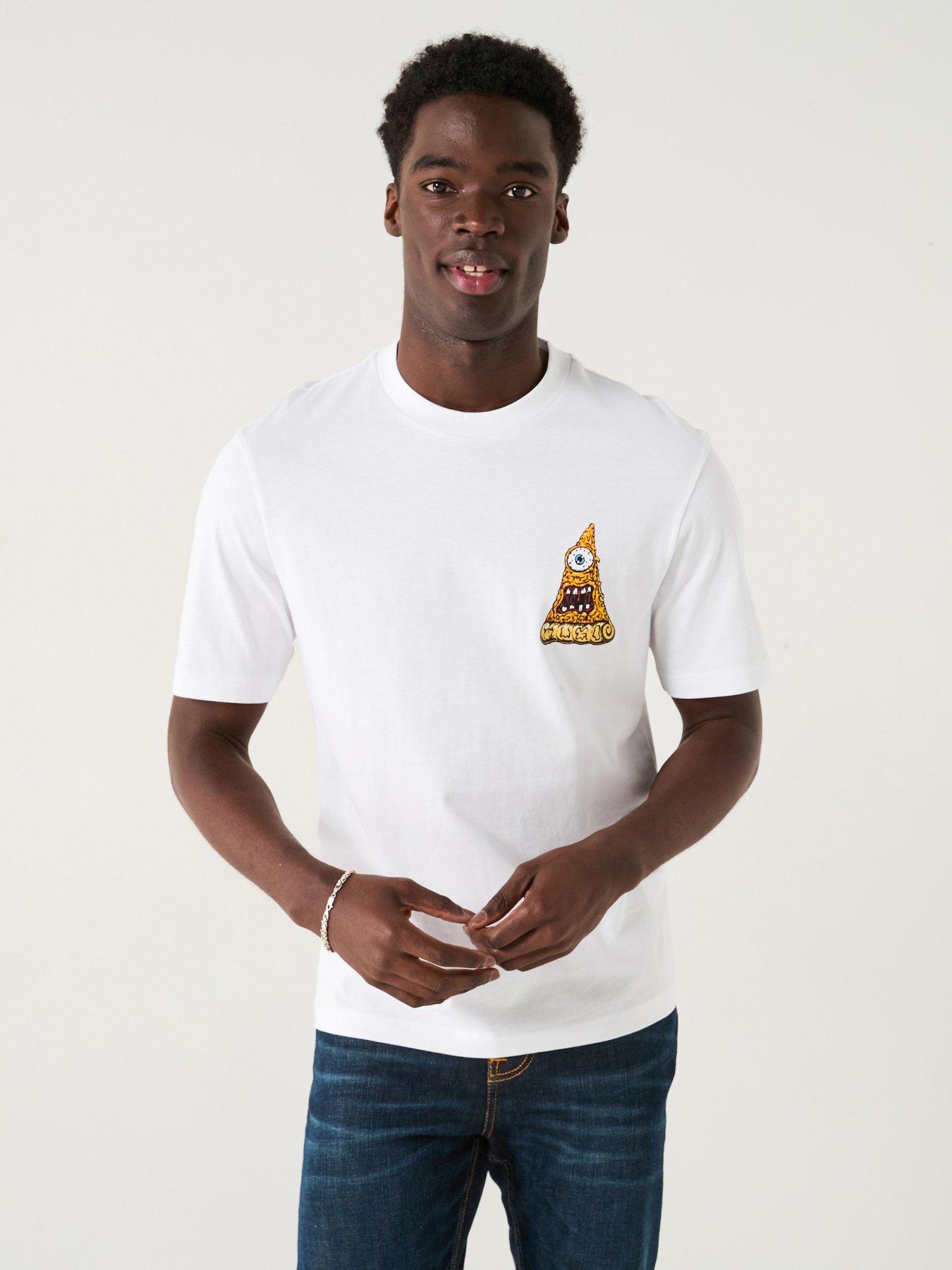 Image 2 of 5 of HUGO Nizzerio Pizza Slice Back Print T-Shirt - White