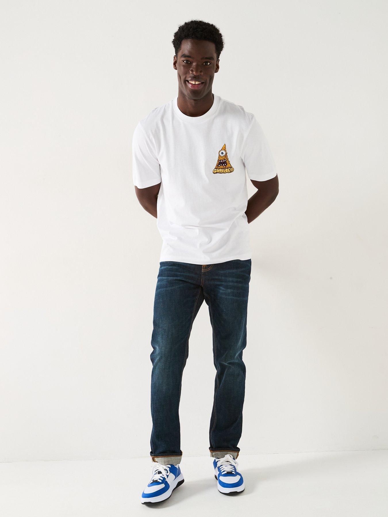 Image 3 of 5 of HUGO Nizzerio Pizza Slice Back Print T-Shirt - White