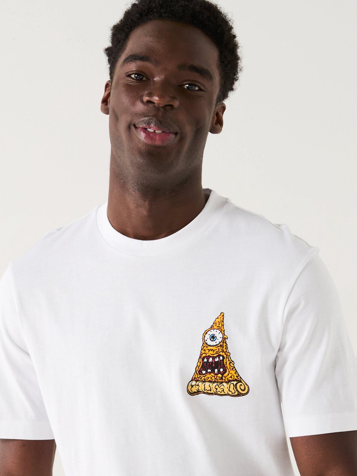 Image 4 of 5 of HUGO Nizzerio Pizza Slice Back Print T-Shirt - White