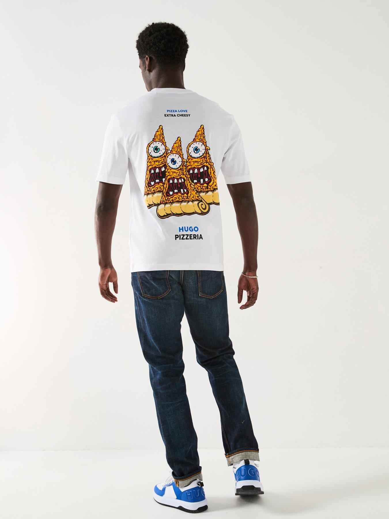 Image 5 of 5 of HUGO Nizzerio Pizza Slice Back Print T-Shirt - White