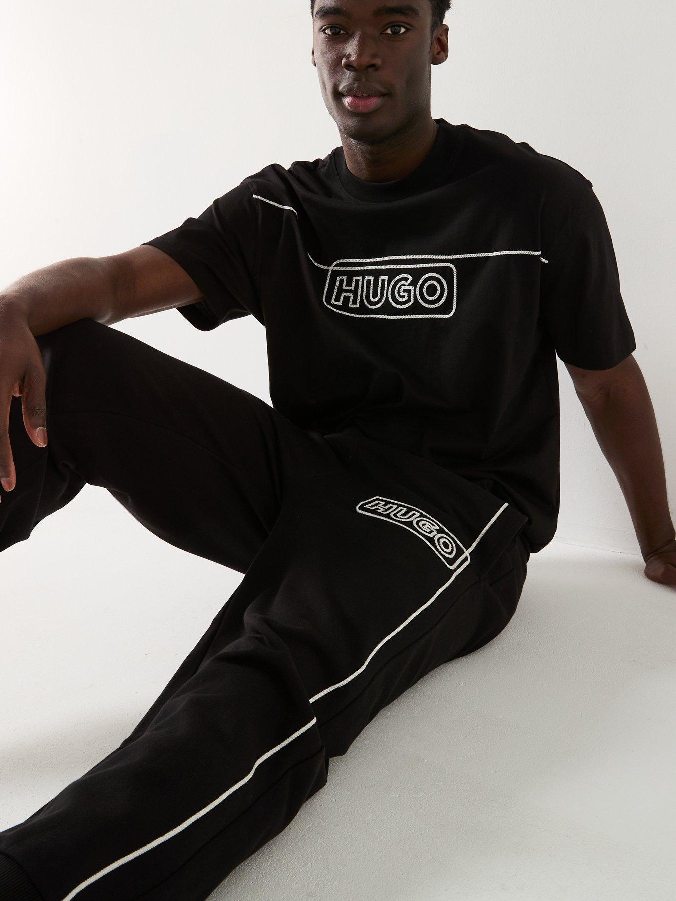 Image 5 of 6 of HUGO Noiderpant Stitch Logo Cuff Joggers - Black