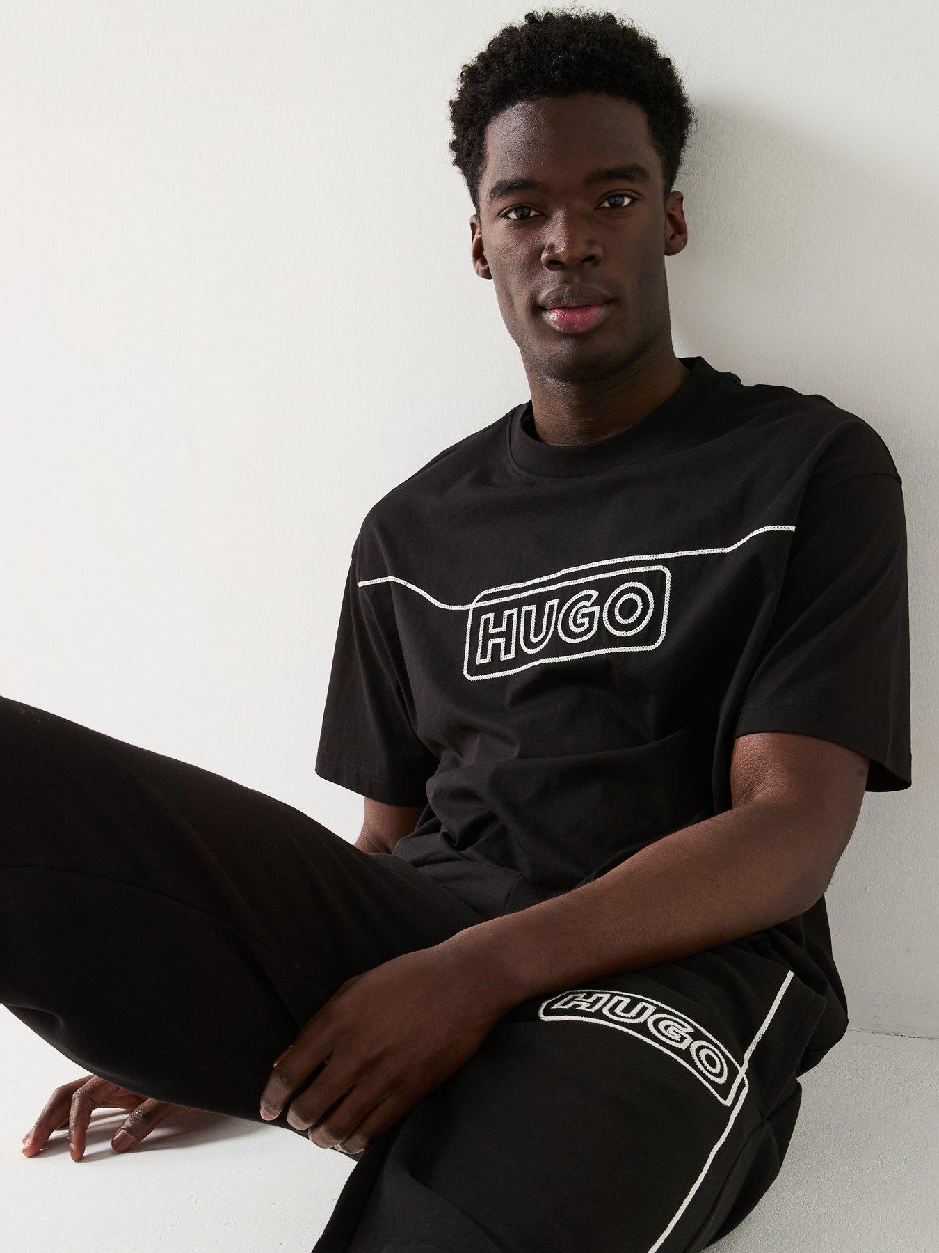 Image 6 of 6 of HUGO Noiderpant Stitch Logo Cuff Joggers - Black