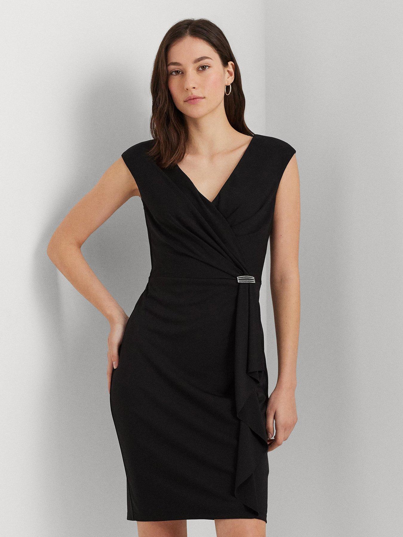 Lauren By Ralph Lauren Rylan Short Sleeve Cocktail Wrap Dress - Black