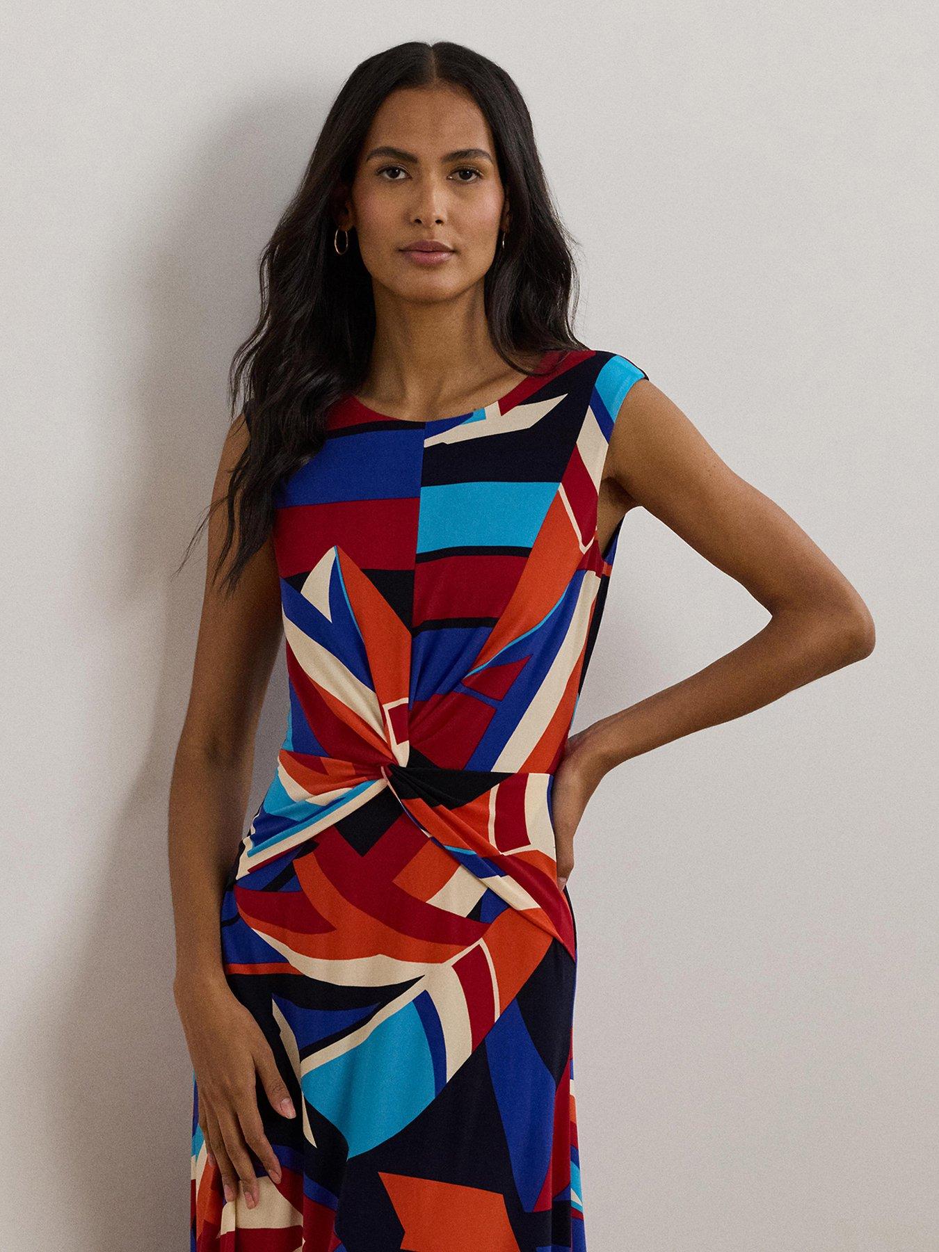Lauren By Ralph Lauren Tessanne Short Sleeve Day Dress - Blue