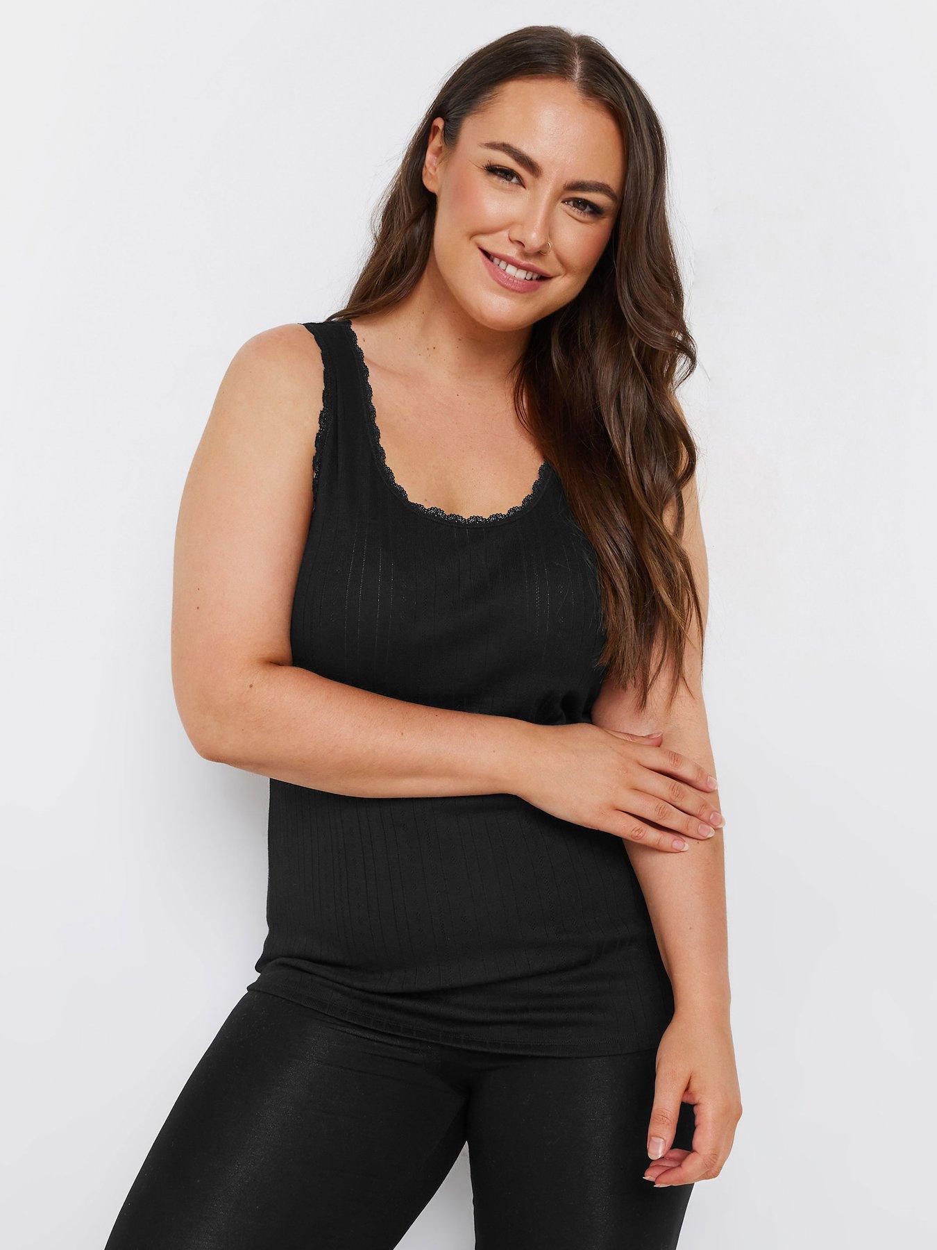 undefined Curve Pointelle Thermal Vest - Black