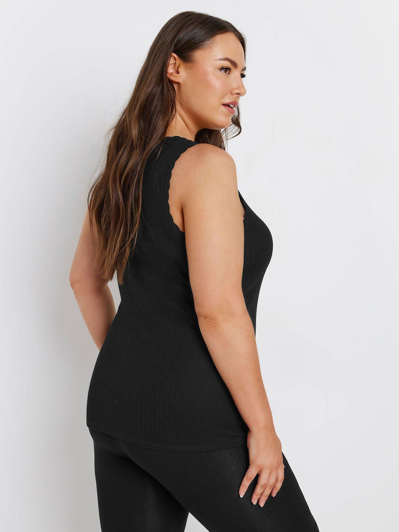 Image 2 of 4 of Yours Curve Pointelle Thermal Vest - Black