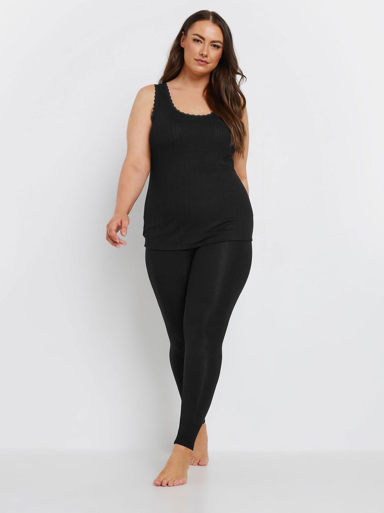 Image 3 of 4 of Yours Curve Pointelle Thermal Vest - Black