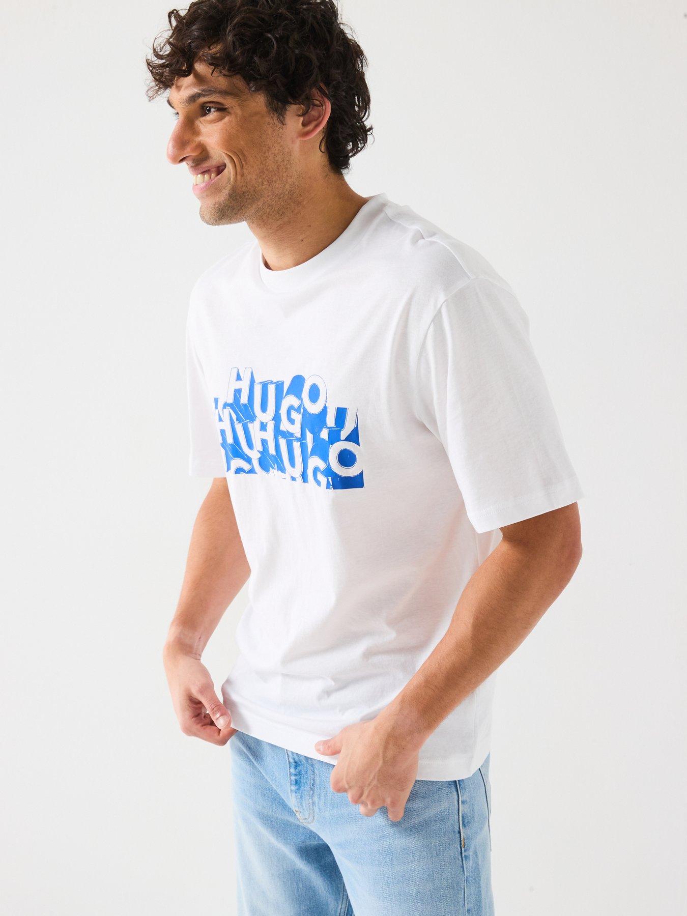Image 5 of 5 of HUGO Nafralo Regular Fit Graphic Logo T-Shirt - White