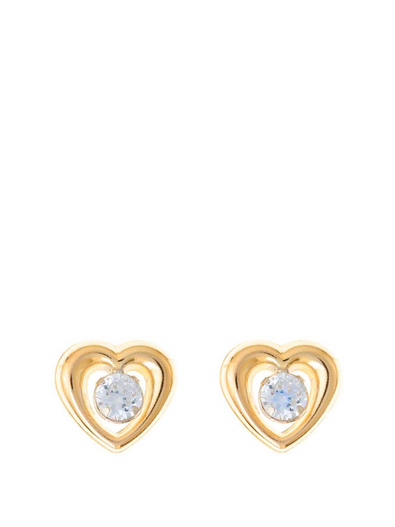 Product photograph of The Love Collection Pierced Heart Cz Stud Earrings from very.co.uk