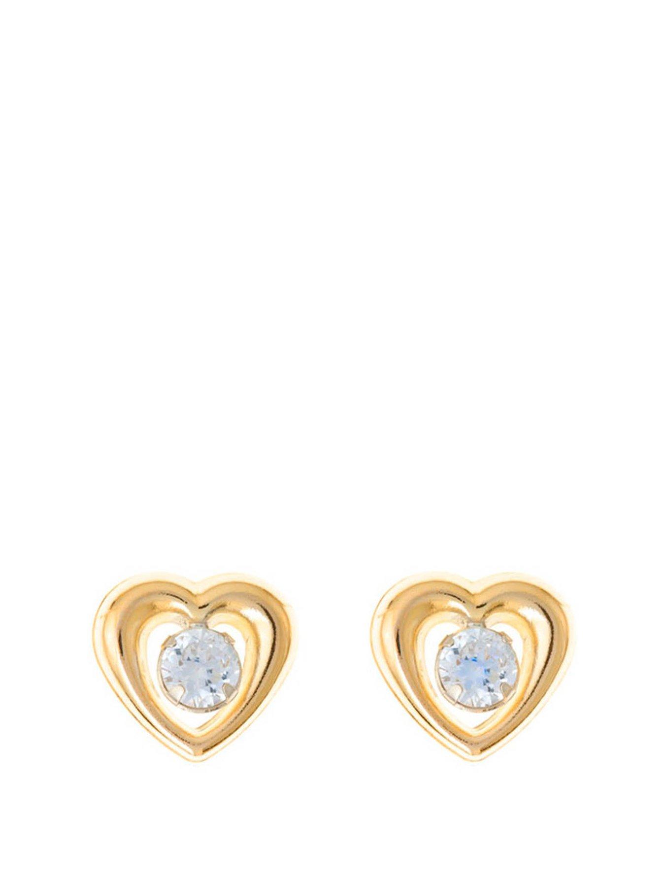 Product photograph of The Love Silver Collection Pierced Heart Cz Stud Earrings from very.co.uk