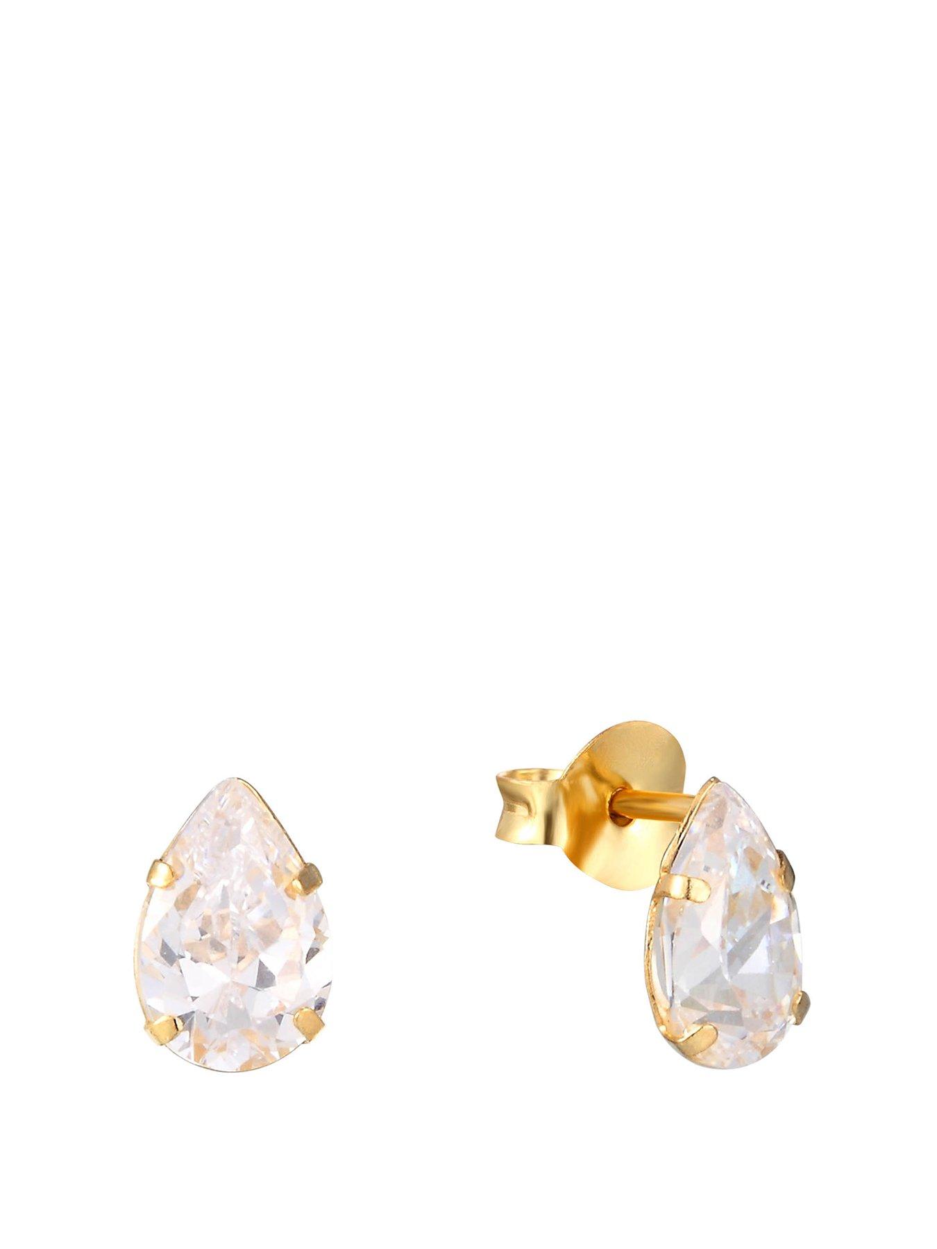 Product photograph of The Love Silver Collection Teardrop Cz Studs from very.co.uk