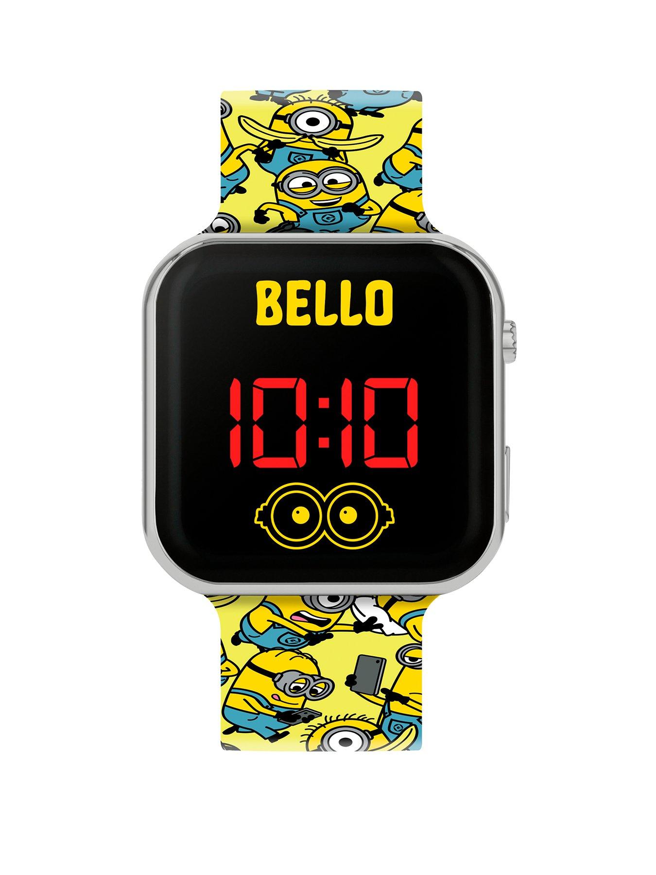 Product photograph of Minions Yellow Strap Led Watch from very.co.uk