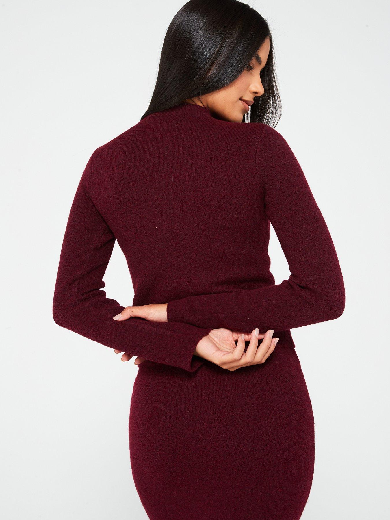 Image 2 of 4 of Vero Moda Long Sleeve High Neck Jumper - Red