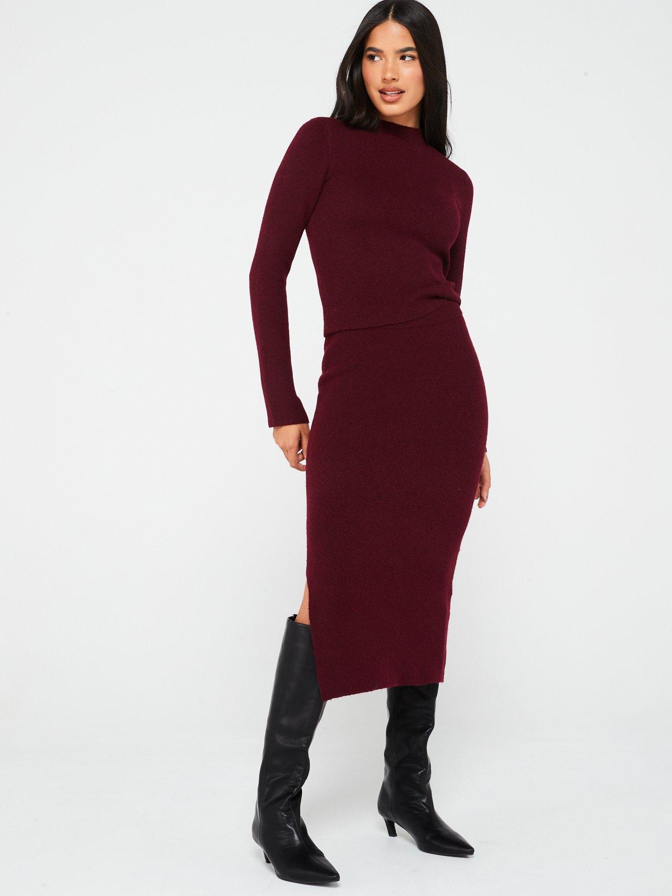Image 3 of 4 of Vero Moda Long Sleeve High Neck Jumper - Red