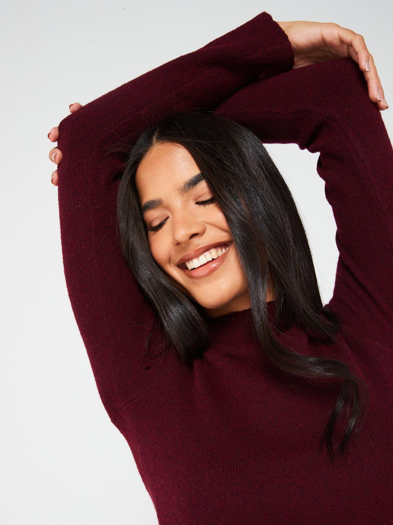 Image 4 of 4 of Vero Moda Long Sleeve High Neck Jumper - Red