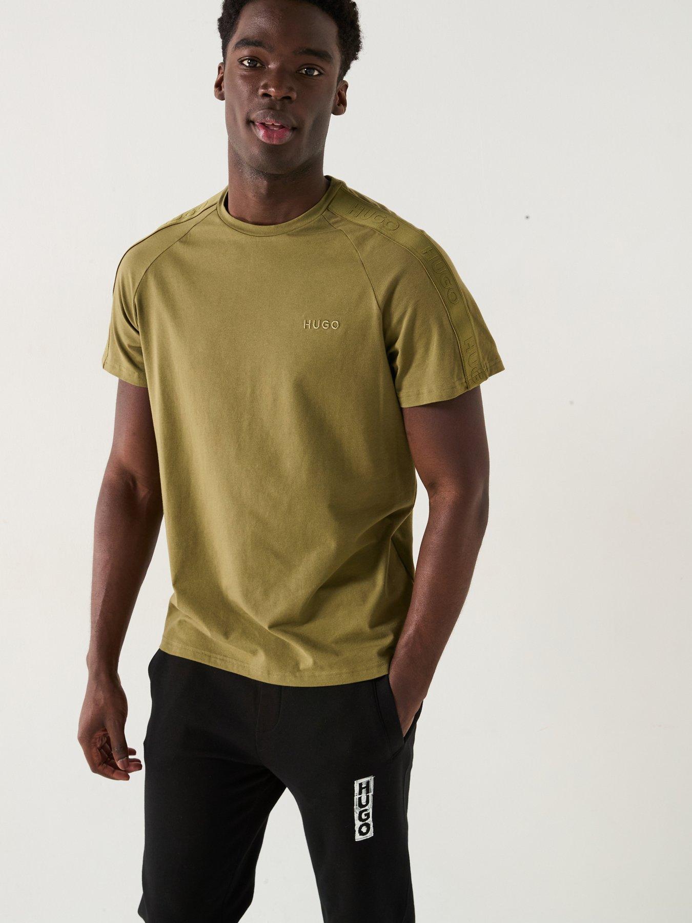 undefined Regular Fit Tonal Tape Logo T-Shirt - Khaki