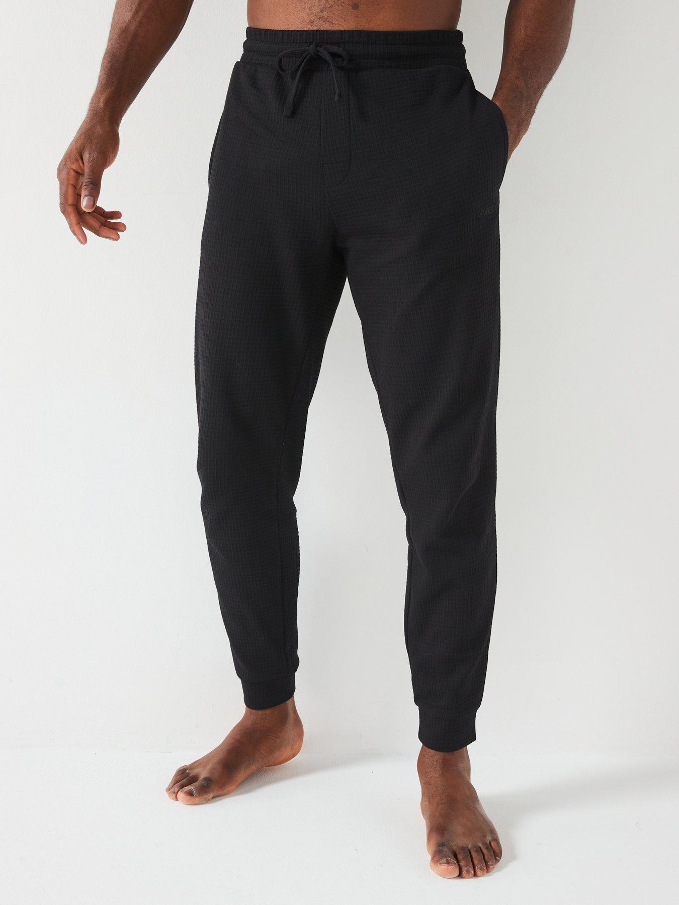HUGO Austin Waffle Loungewear Cuff Joggers - Black