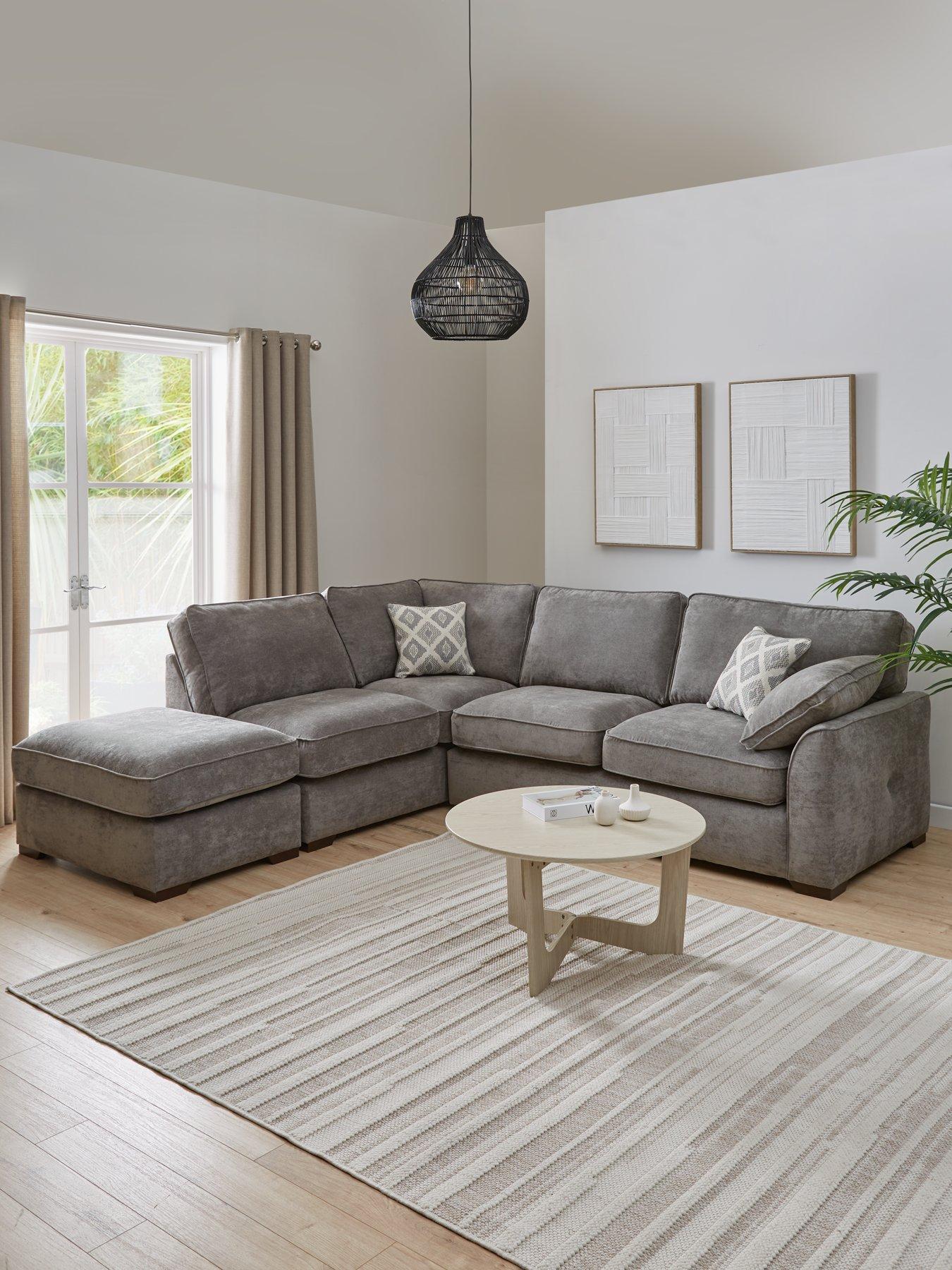 Product photograph of Very Home Cesena L H Fabric Corner Chaise from very.co.uk