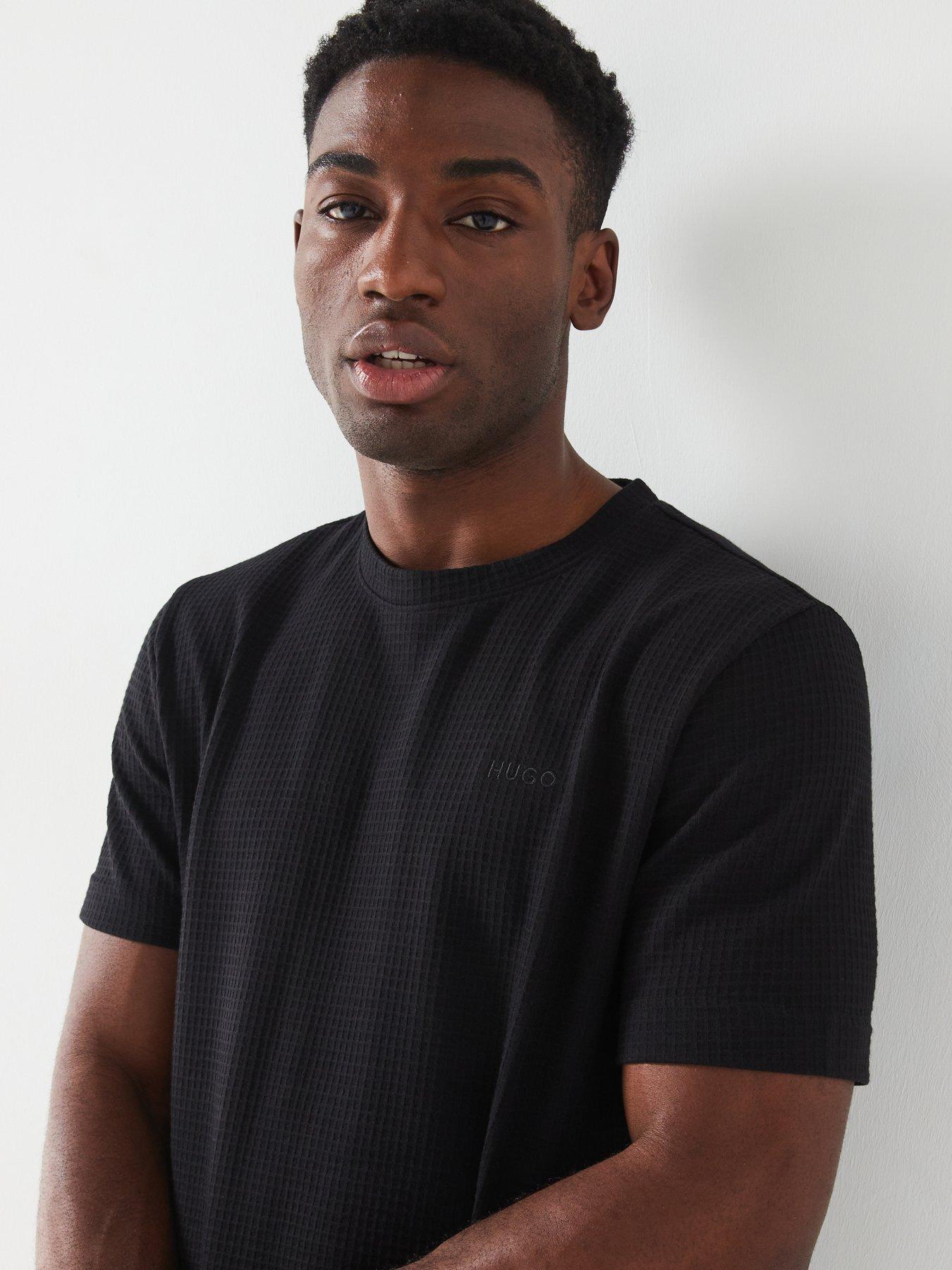 HUGO Austin Regular Fit Loungewear Waffle T-Shirt - Black | Very