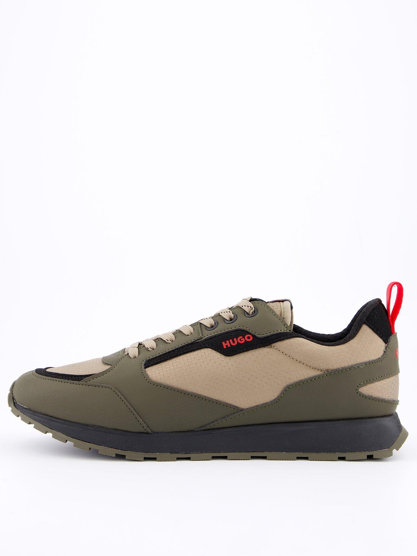 undefined Icelin Nylon and Leather Contrast Runners - Khaki