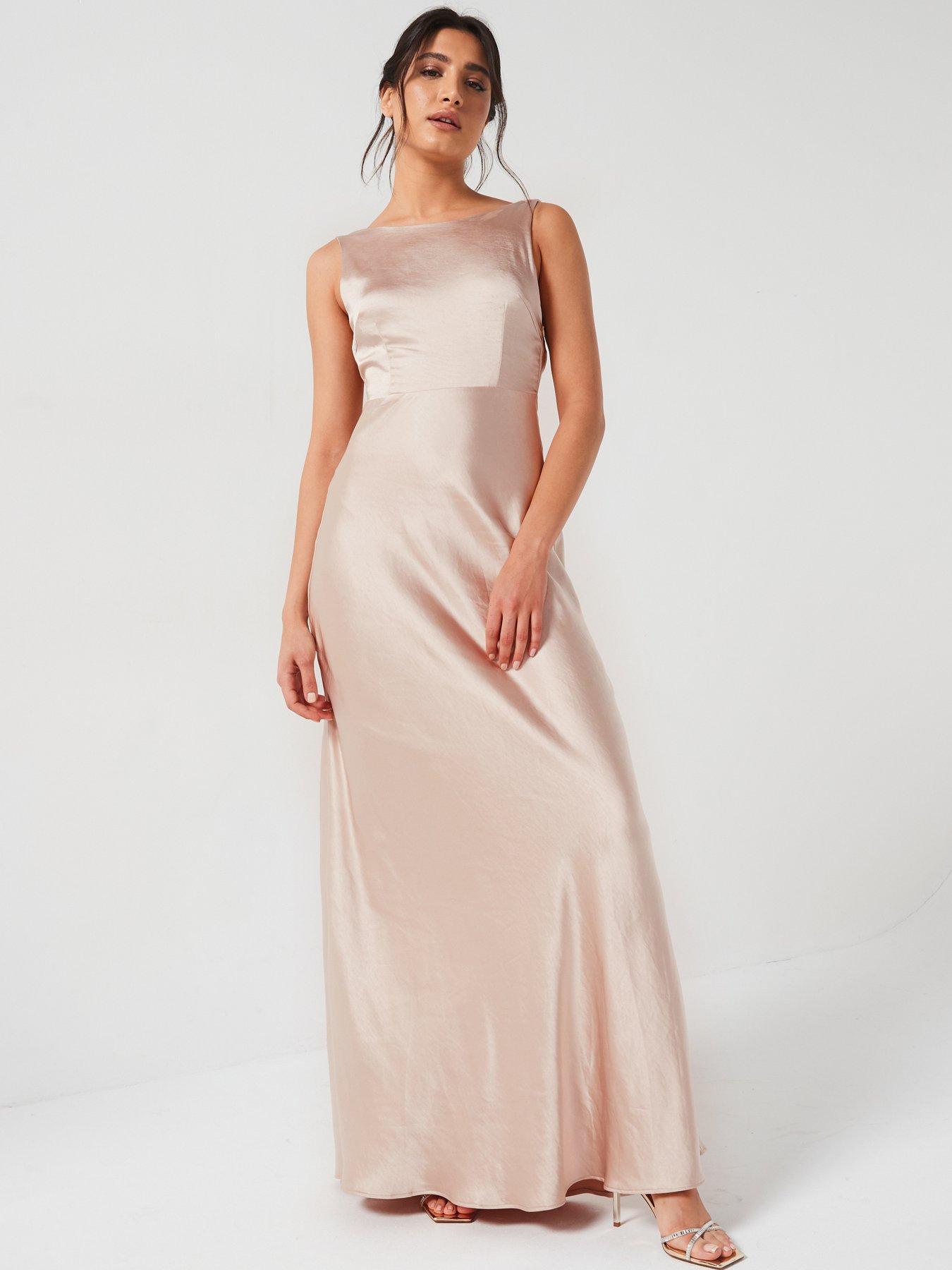 Six Stories Cowl Back Satin Bridesmaid Dress Oyster Very