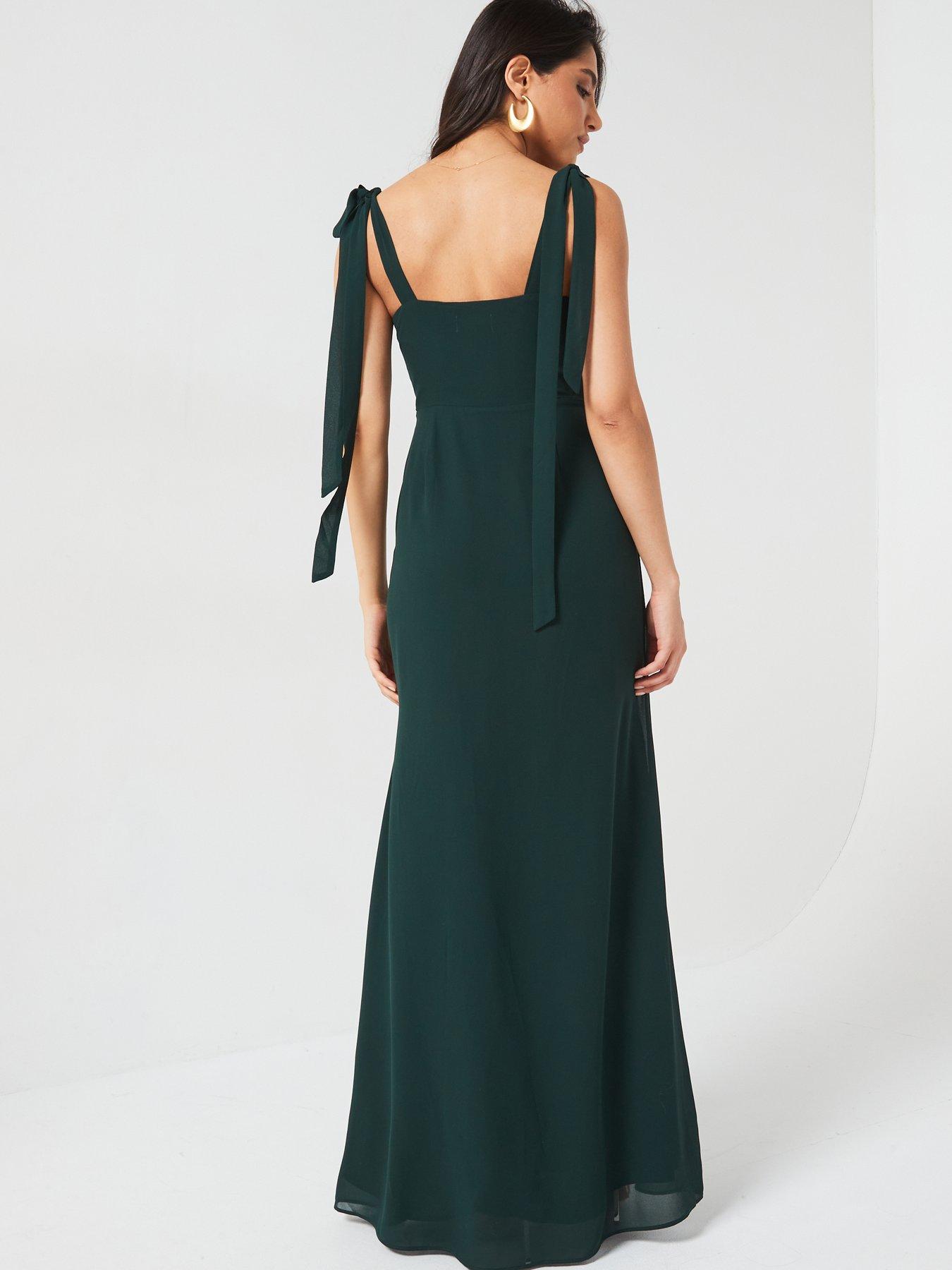 slim fit dress slacks Tilly Satin High Neck Bridesmaid Dress