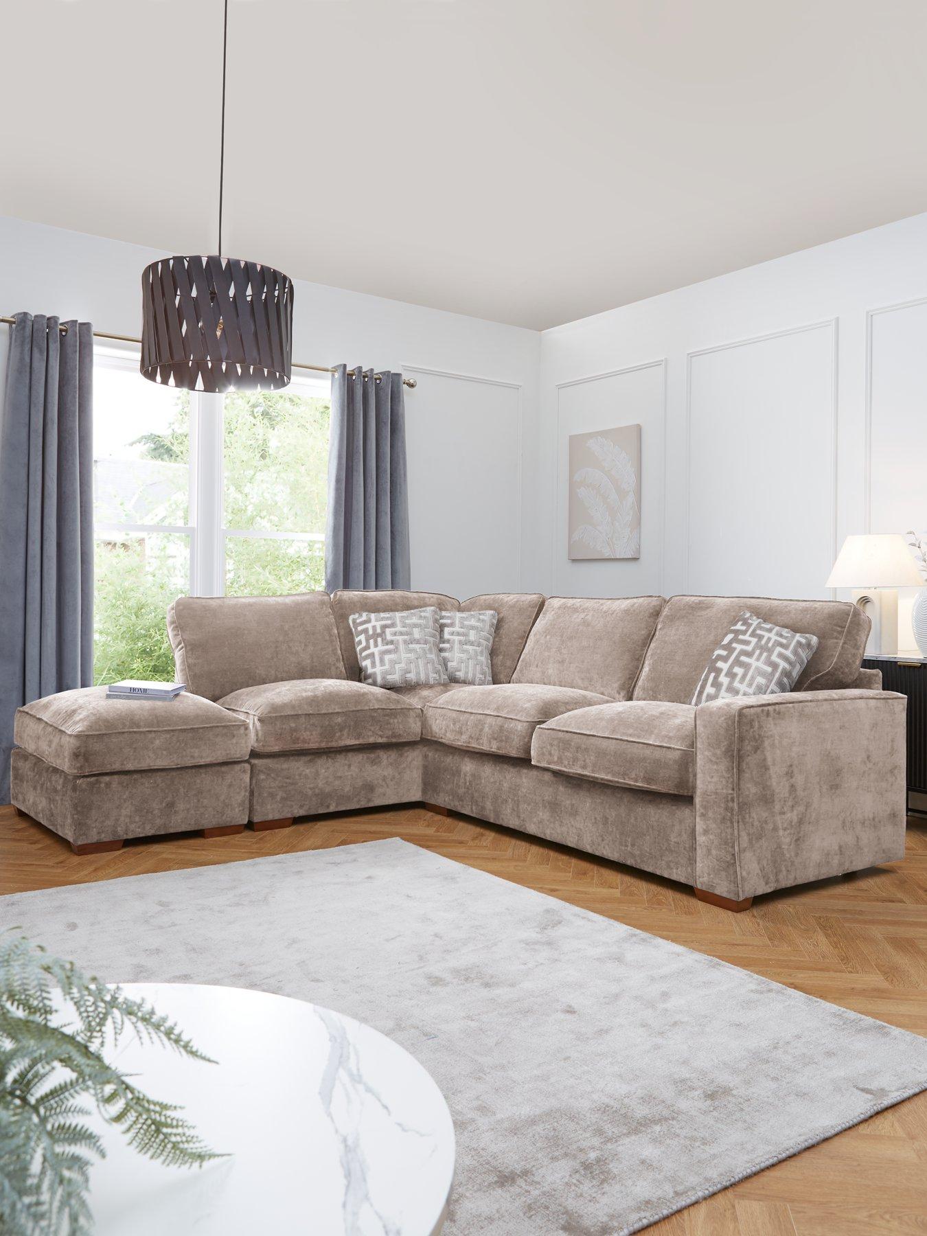 Very Home Monaco Left Hand Corner Fabric Chaise Sofa with Footstool - Made to Order in the UK