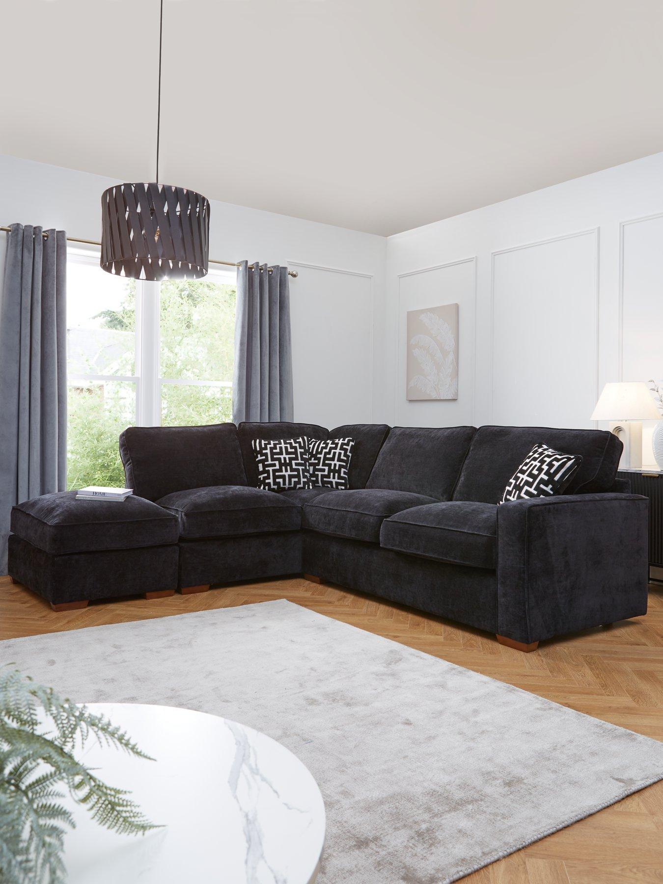 The Very Collection Monaco Left Hand Corner Fabric Chaise Sofa with Footstool - Made to Order in the UK - FSC® Certified
