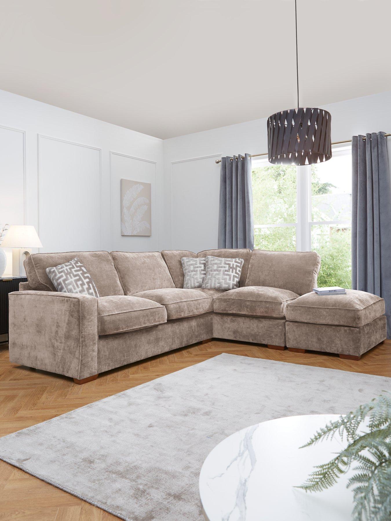 undefined Monaco Right Hand Corner Fabric Chaise Sofa with Footstool