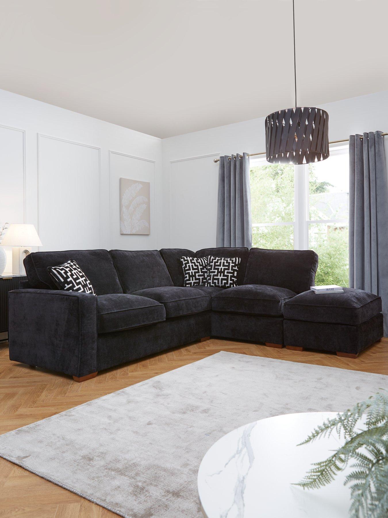 undefined Monaco Right Hand Corner Fabric Chaise Sofa with Footstool