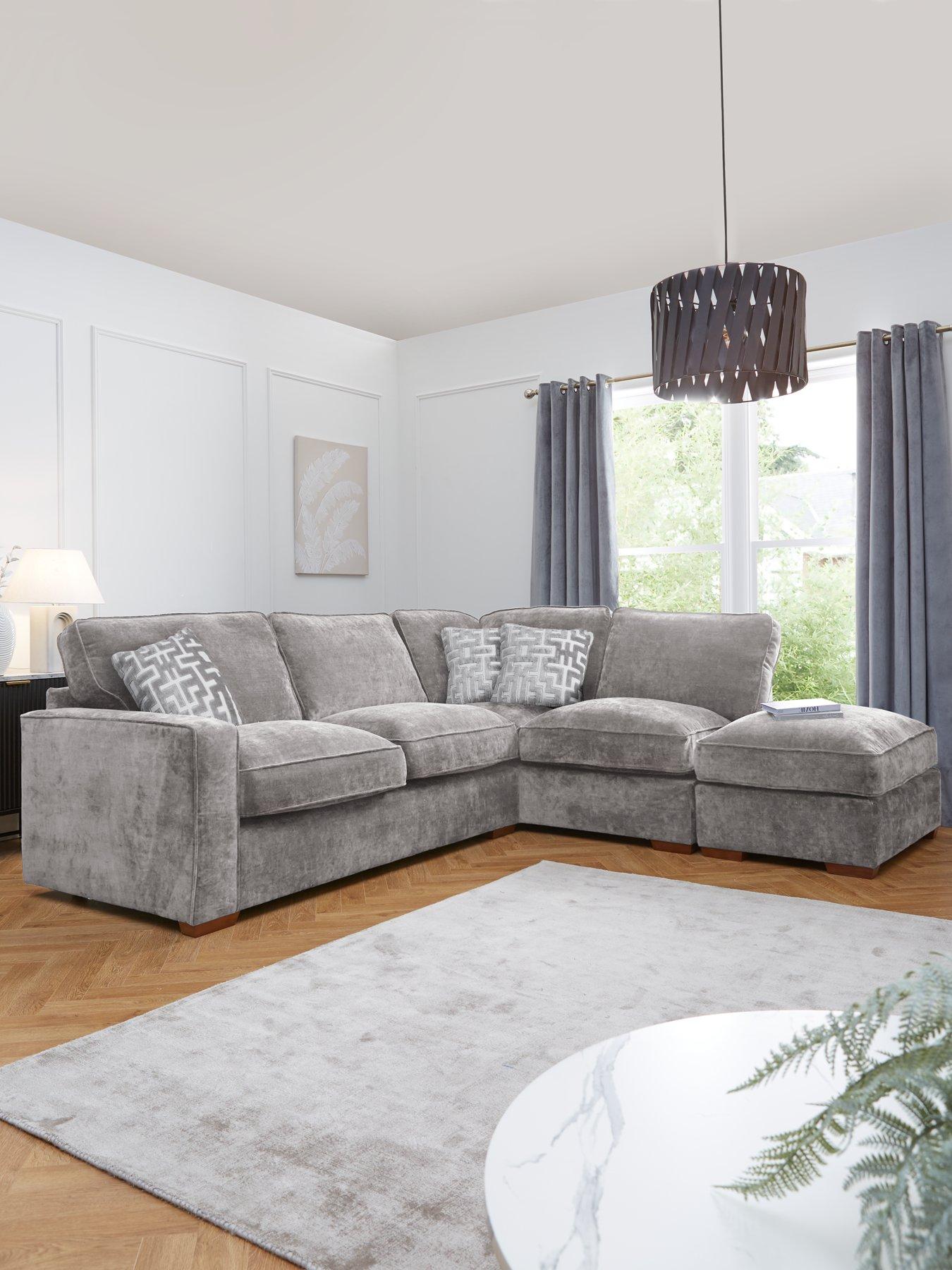 undefined Monaco Right Hand Corner Fabric Chaise Sofa with Footstool
