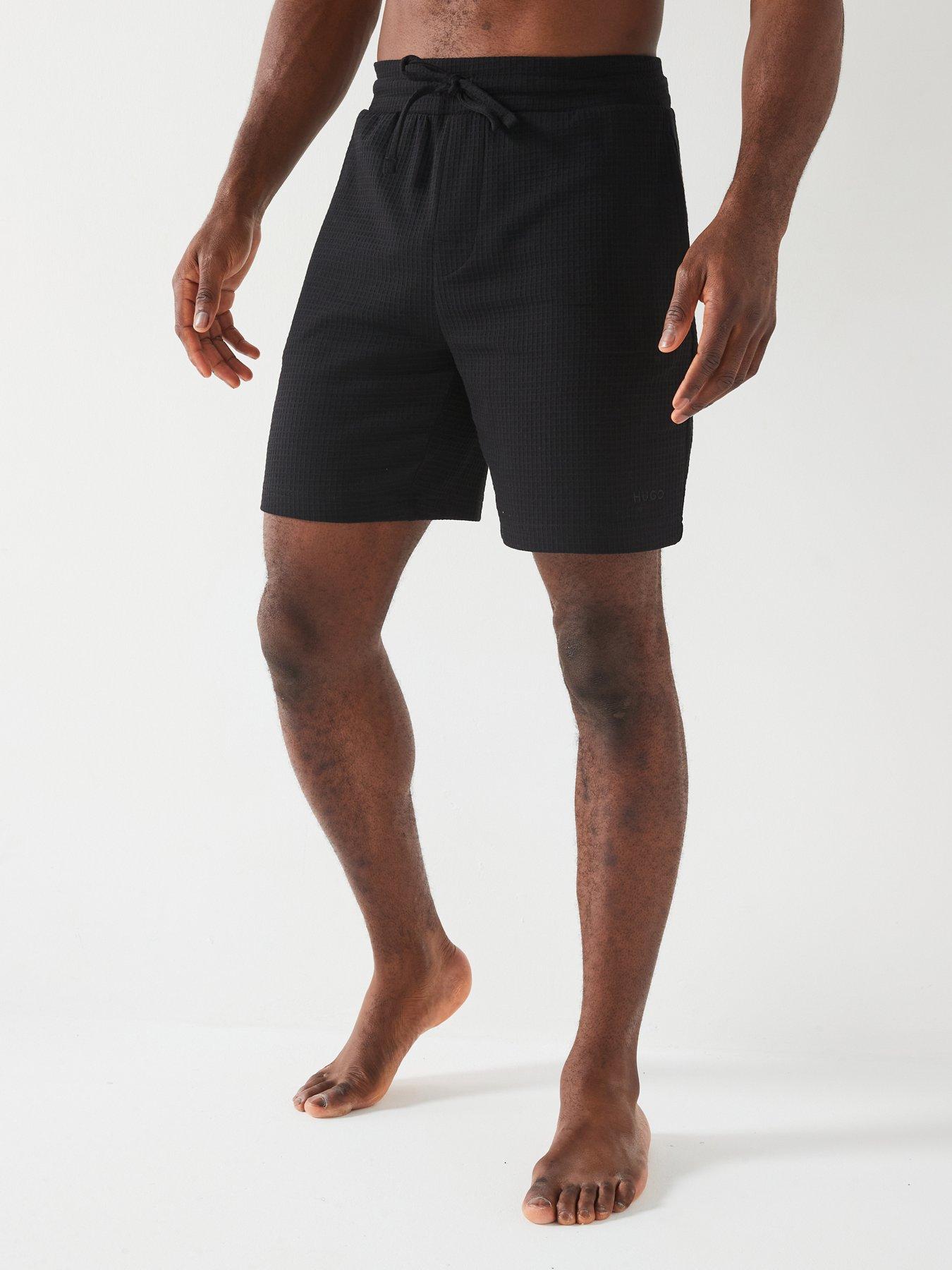 HUGO Austin Waffle Loungewear Shorts - Black